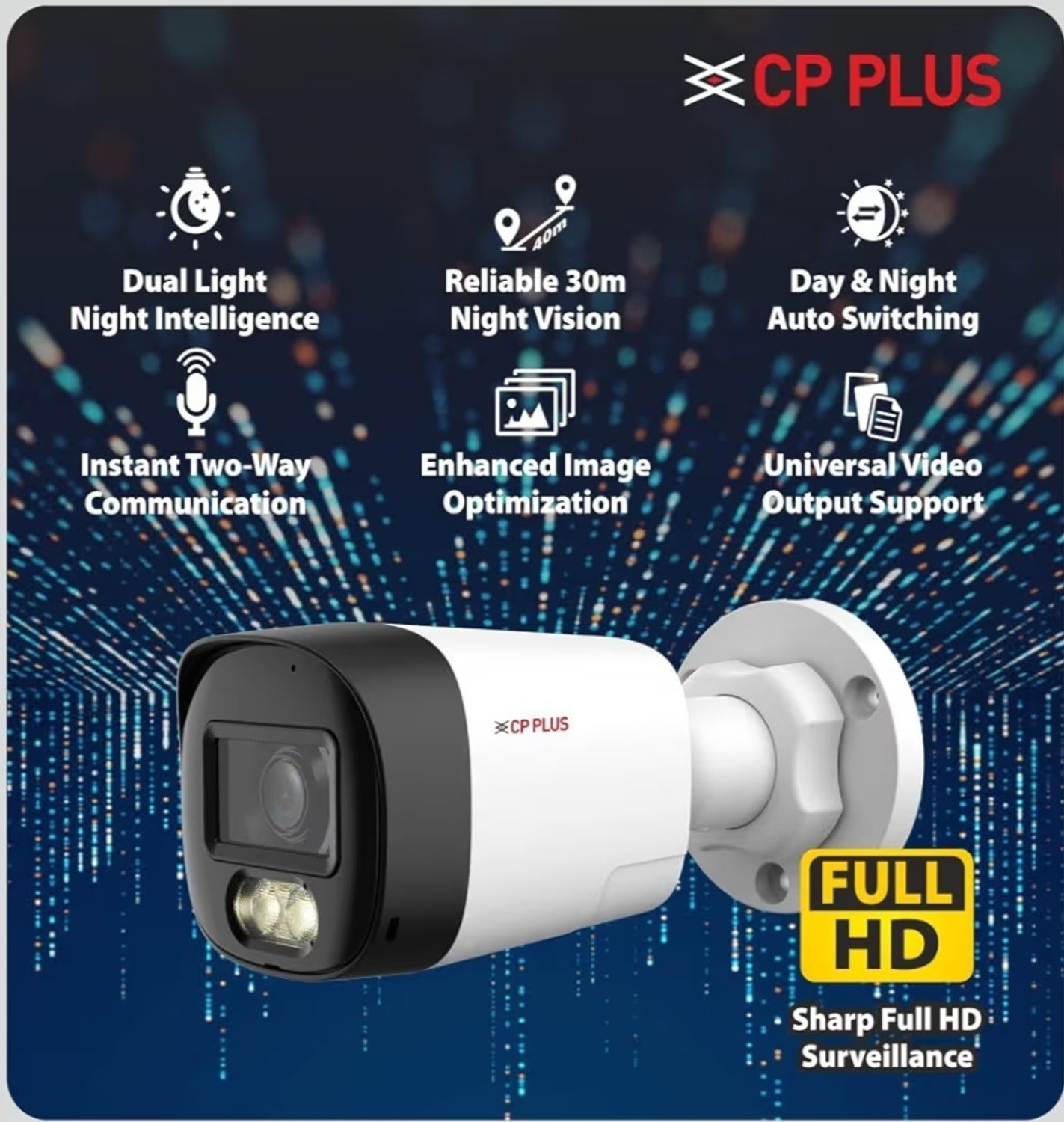 Image of CP PLUS Full HD Bullet CCTV Camera | Colour Night Vision | Built-in Mic& Speaker Security Camera