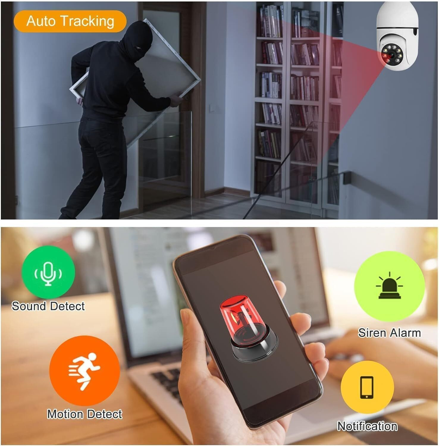 Image of m2wear WiFi Bulb Camera 1080p with Wireless Smart IP CCTV Camera Security Camera Security Camera