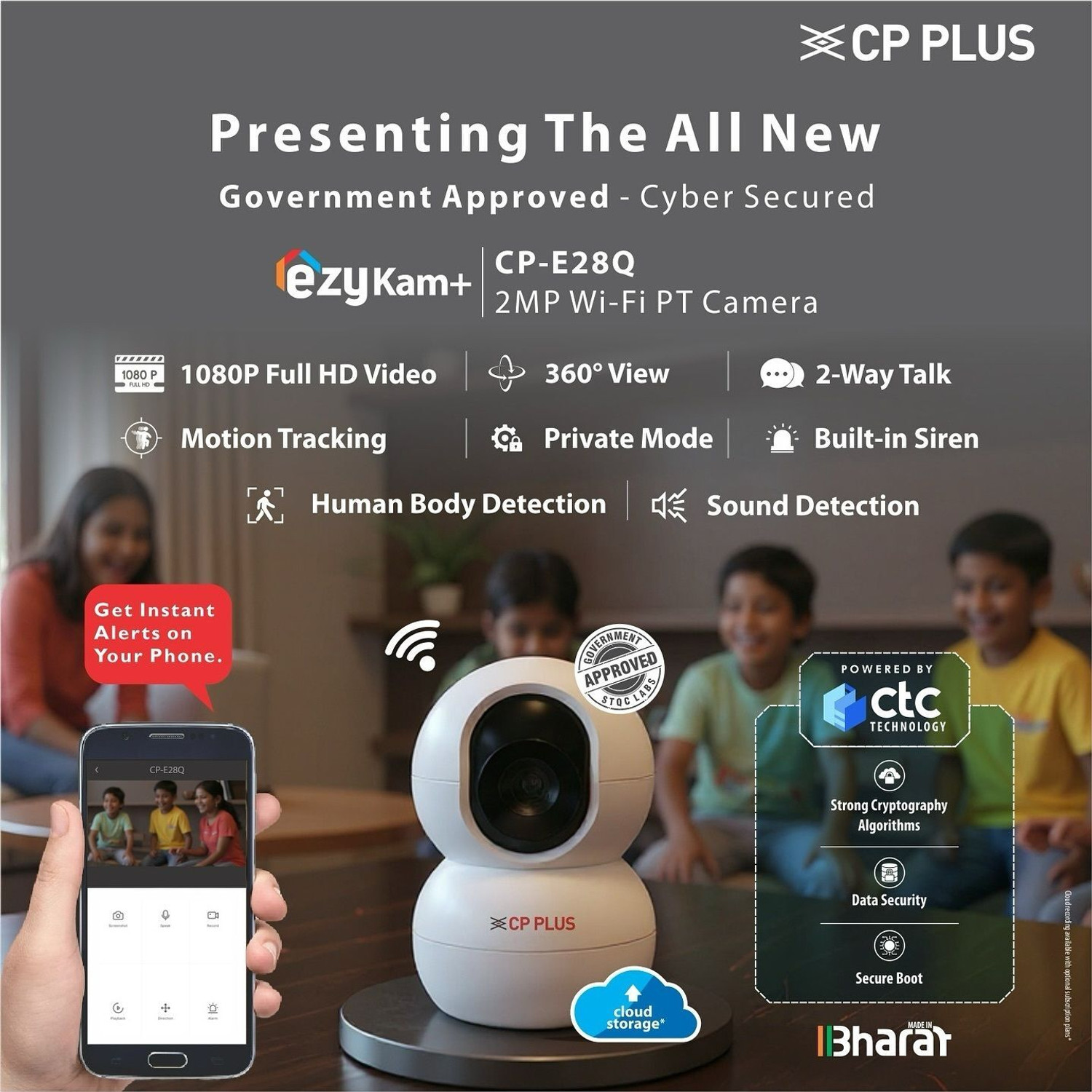 Image of CP PLUS E28Q - 2MP WIFI CAMERA WITH TWO-WAY COMMUNICATION+MOTION TRACKING Security Camera
