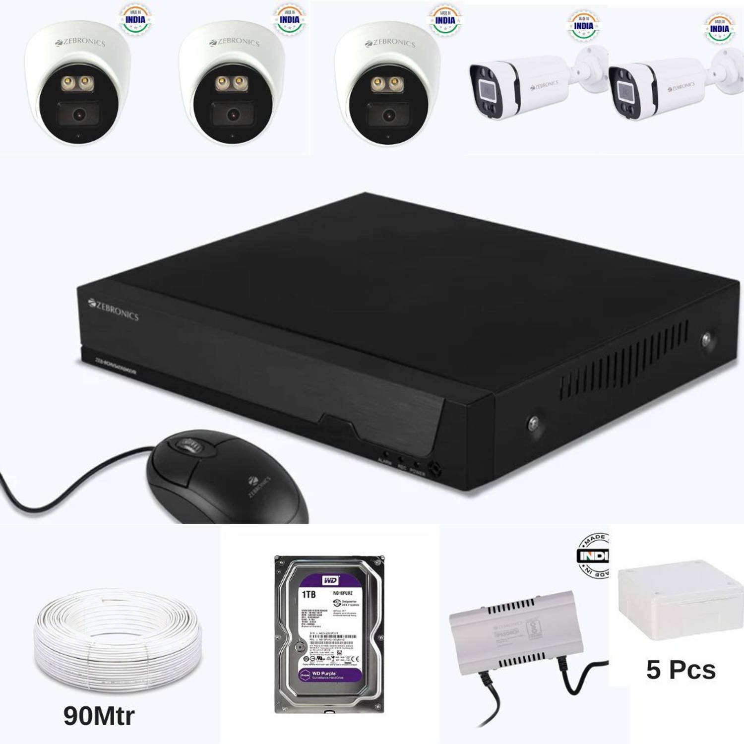 【美品】HEAD GLOBAL DCT CAMBA DCT 150cm ZEBRONICS ZEB HD 5MP 3 DOM, 2BULLET CCTV 8CH DVR/XVR/8CH SUPPLY