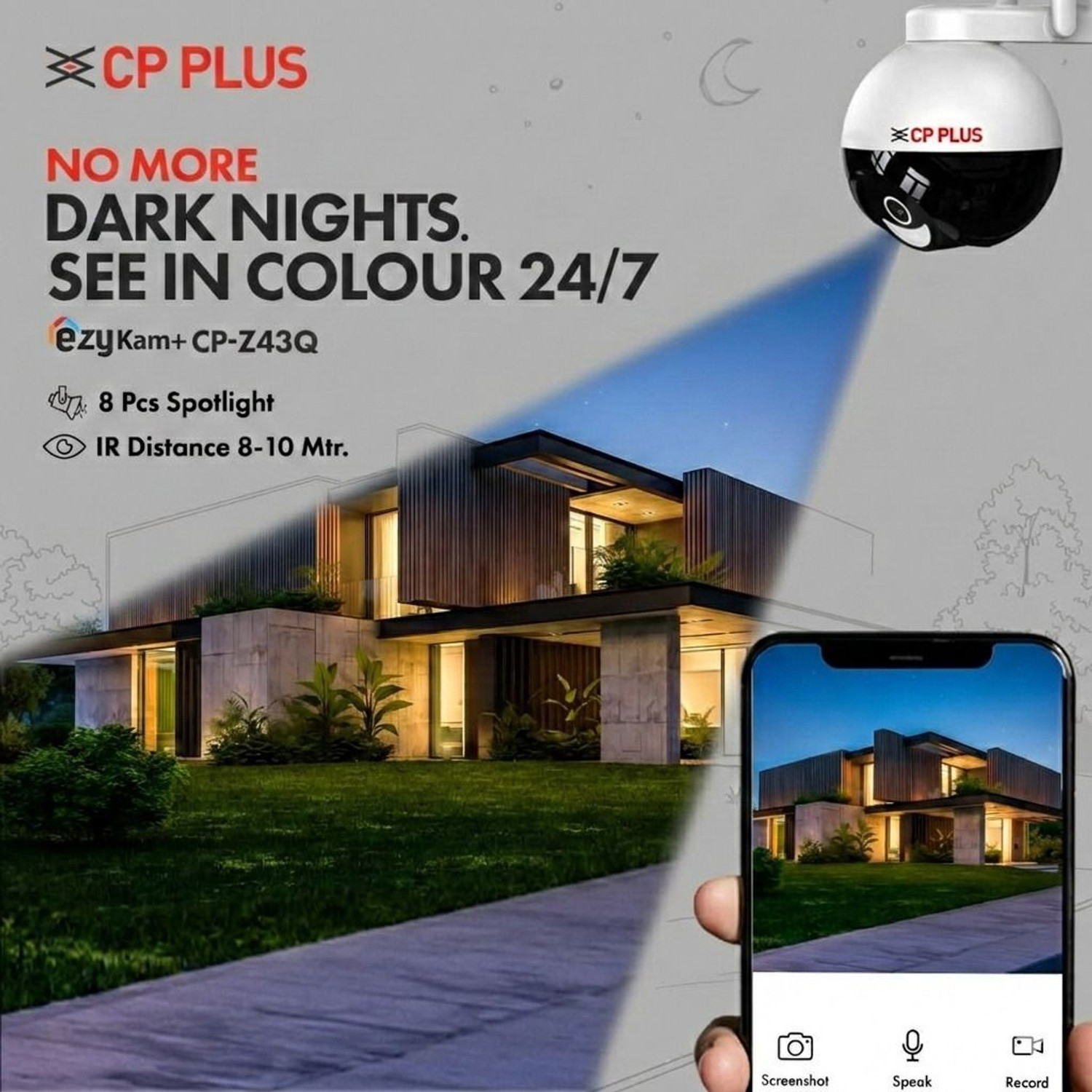 Image of CP PLUS 4MP Wi-Fi PTZ Camera - 360 Coverage, Full-Color Night Vision & AI Security Camera