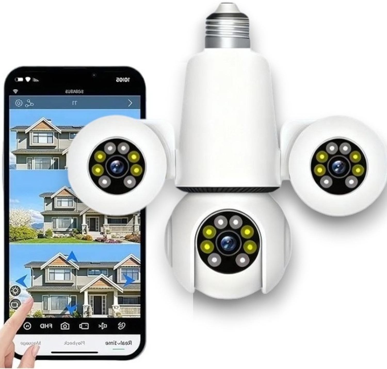 Image of OSQD Triple Lens WiFi Bulb CCTV Camera Wide View 360 PTZ Camera Security Camera