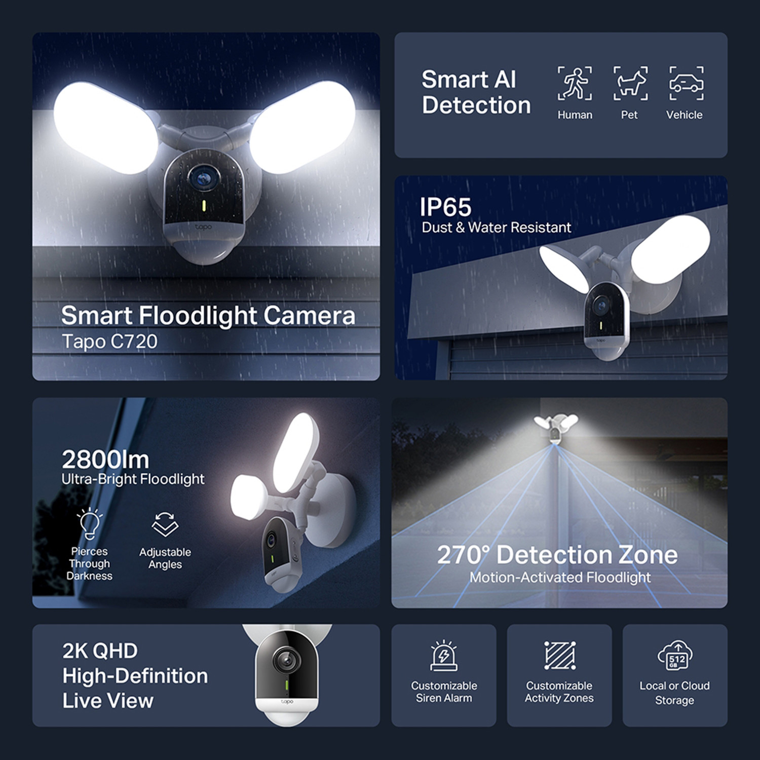 Image of TP-Link Tapo C720 Smart Floodlight Outdoor IP65 Wifi Security Camera