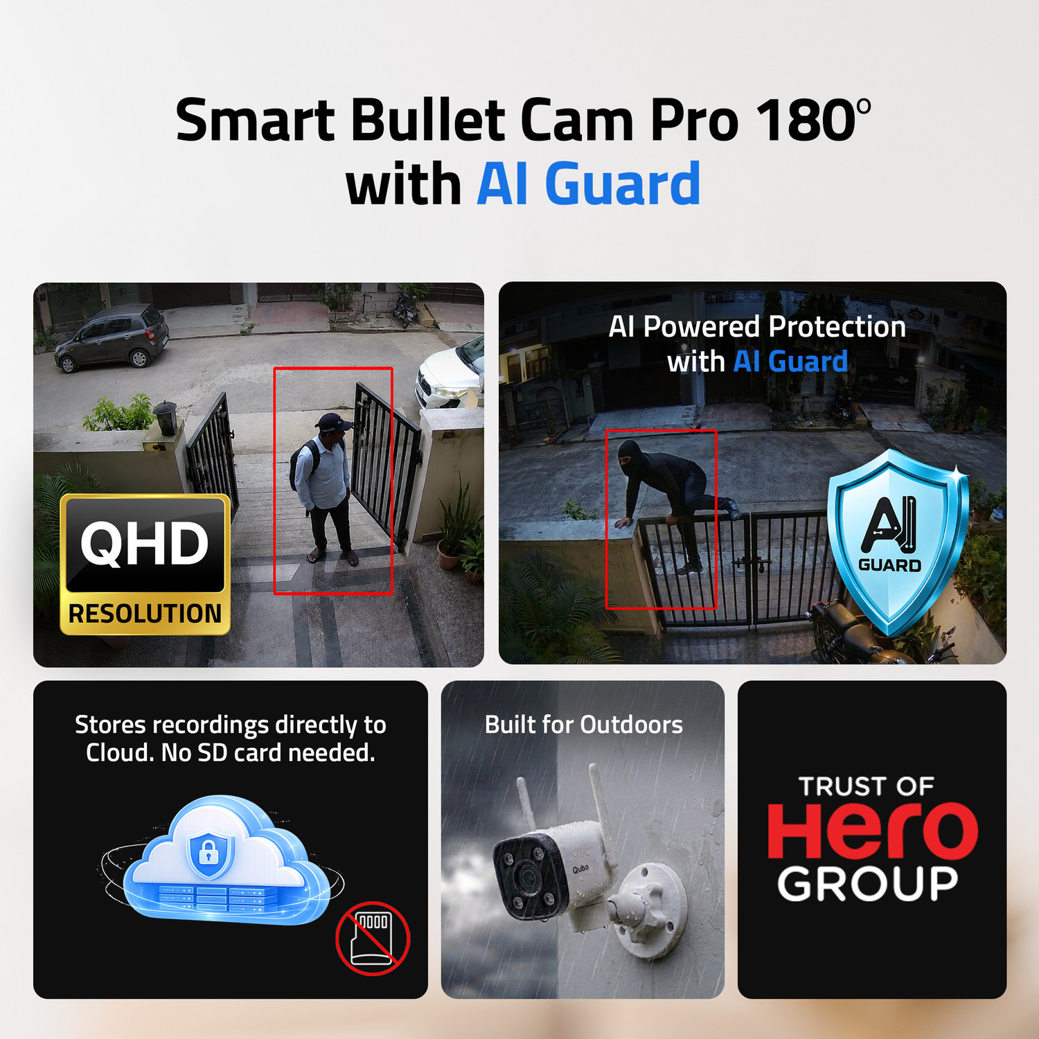 Image of Qubo Smart Bullet Cam Pro 180˚(4MP) Security Camera