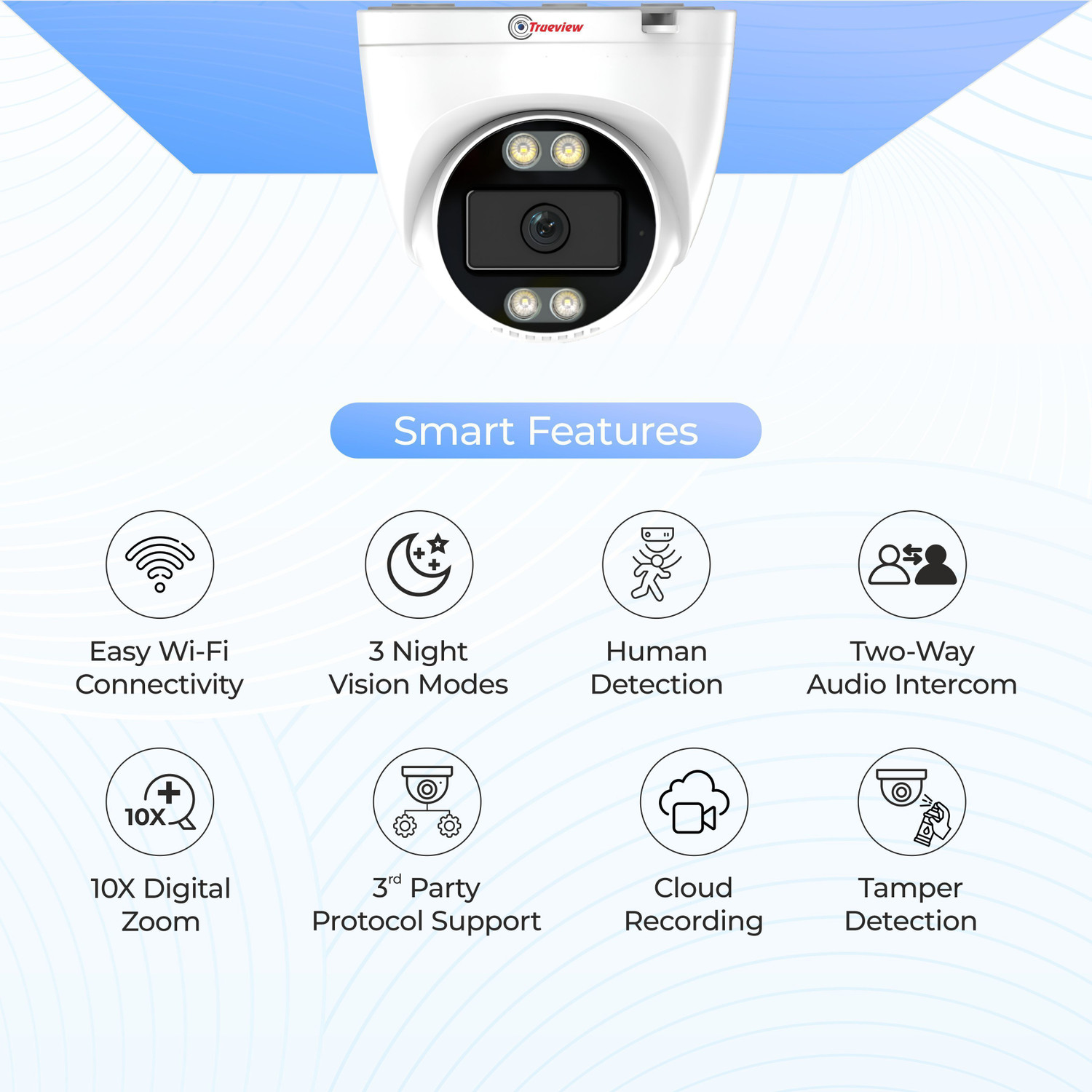 Image of Trueview 3MP STQC & BIS WiFi Dome Camera All Time Color Night Vision Security Camera