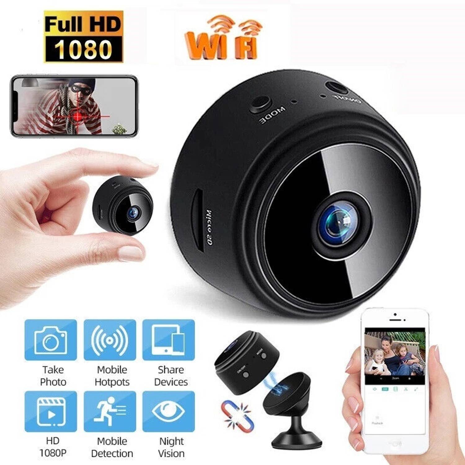 SROPX A9 1080P Full HD Spy Hidden Wireless CCTV IP Camera support upto 64gb Home Security Camera