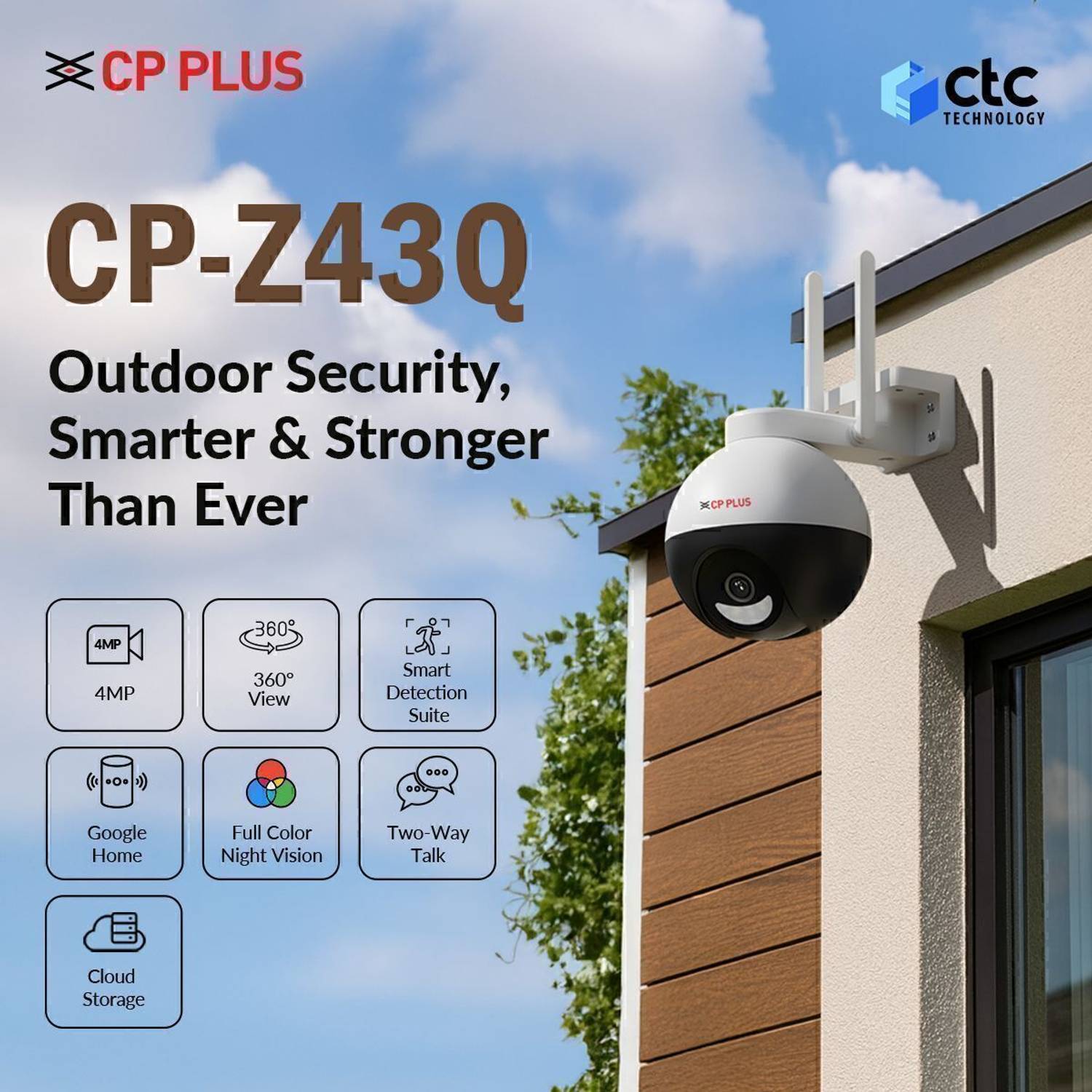 CP PLUS CP-Z43Q 4MP Wi-Fi Pan Tilt Camera with Full Color Night