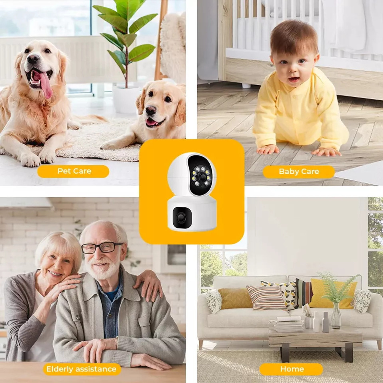 Image of Bzrqx Smart Home Security Camera WiFi 1080P DUAL LENS PTZ 360 Wireless Auto Tracking Security Camera (128 GB, 1 Channel)