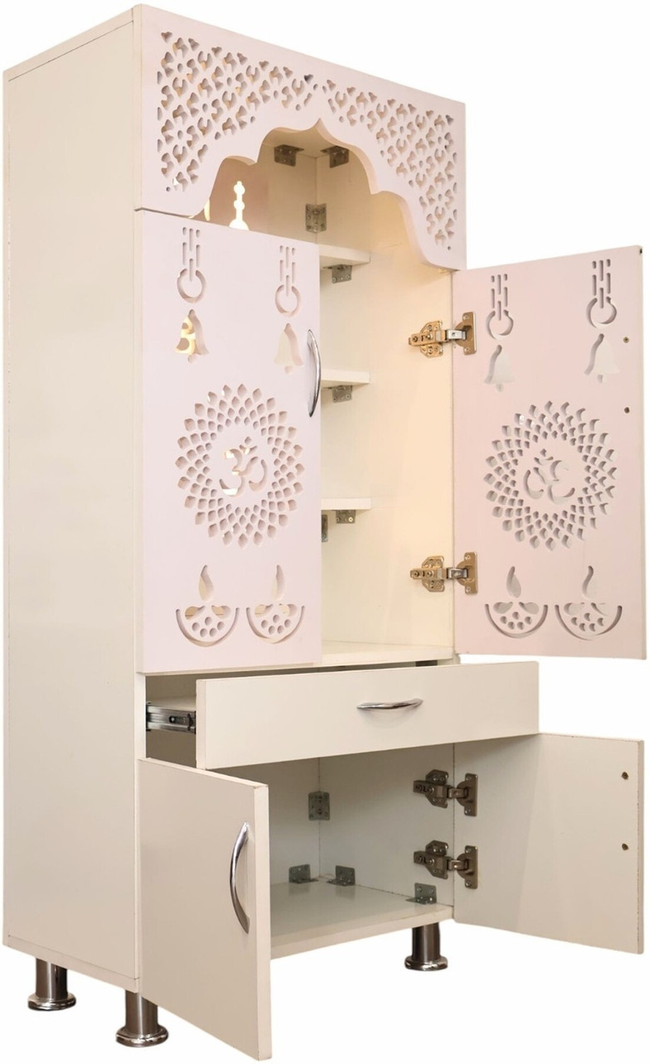 Image of Foxit Furniture Temple /Pooja Unit /Mandir With Led Light Engineered Wood Home Temple Engineered Wood Home Temple