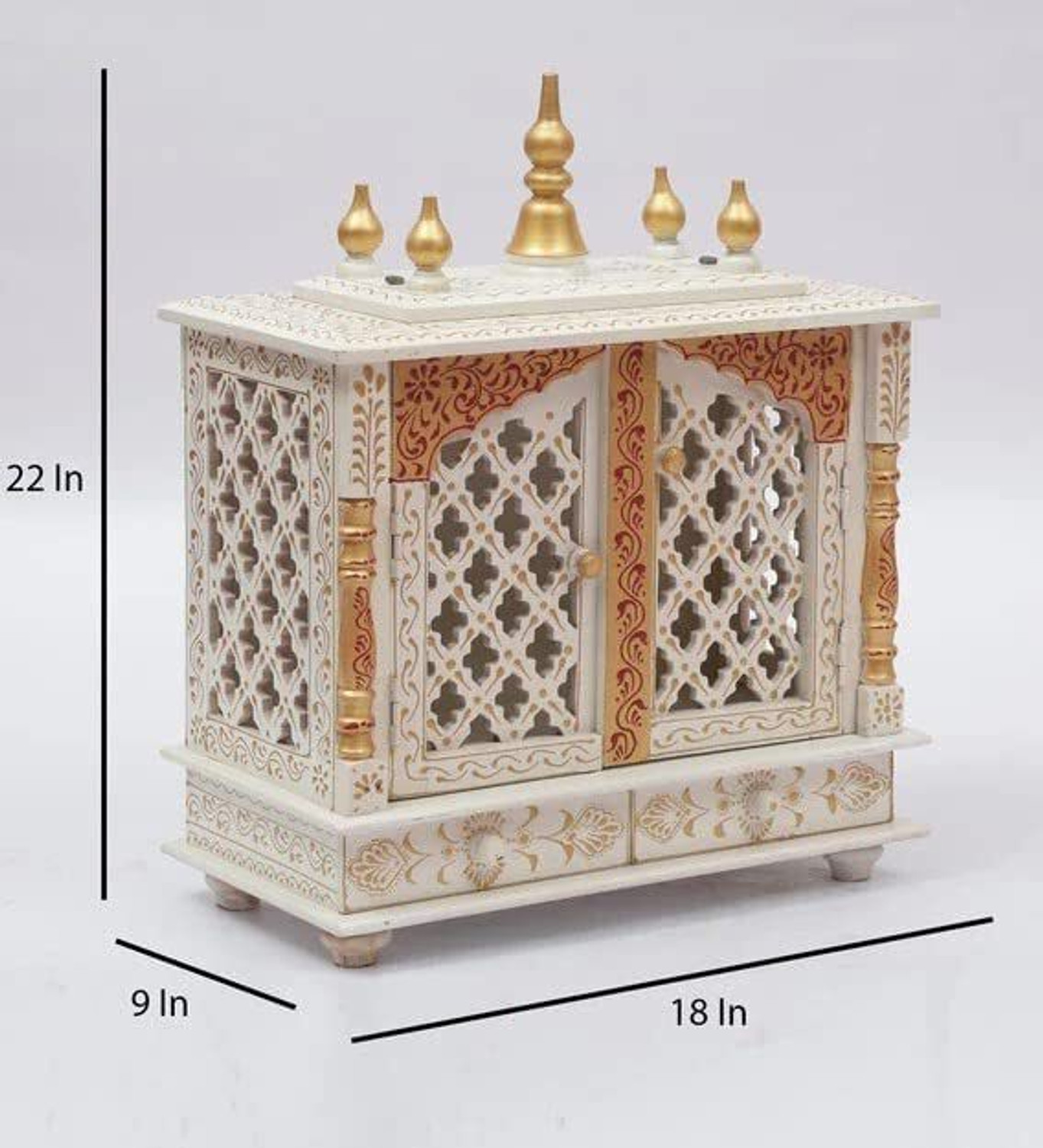 Image of FurniGully (Mandir) for Pooja, Arti Solid Wood Home Temple