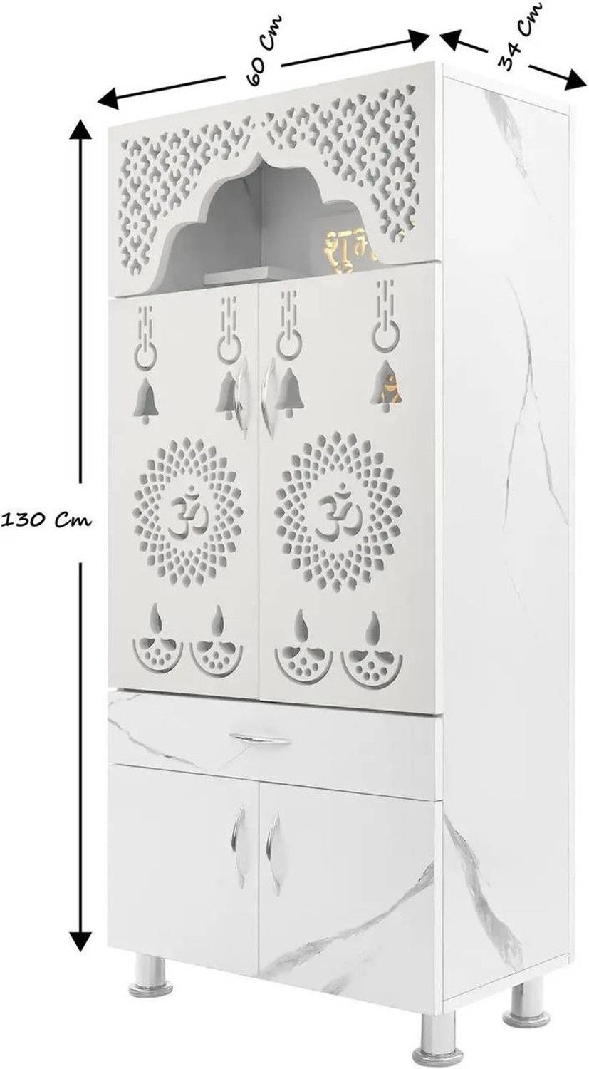 Image of Foxit Furniture Temple /Pooja Unit /Mandir With Led Light Engineered Wood Home Temple Engineered Wood Home Temple