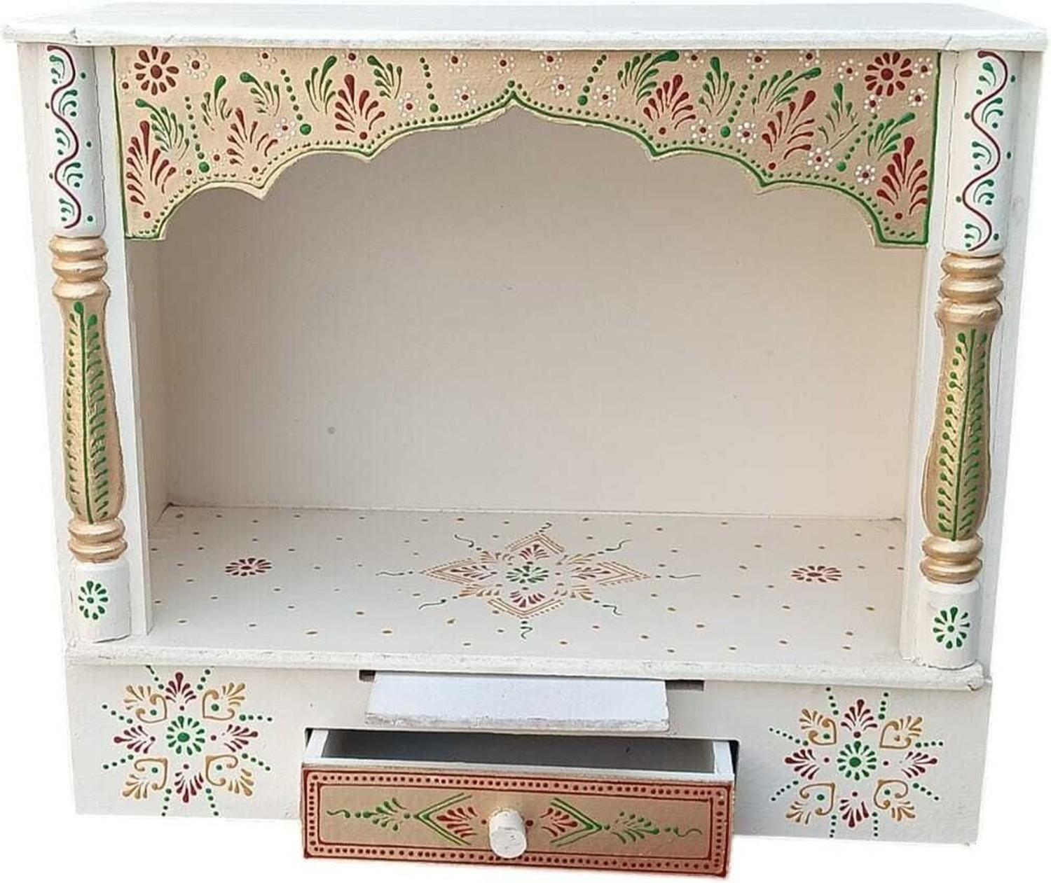 Image of Bhagwati Wooden Temple For Home /Wooden Mandir For Home Engineered Wood Home Temple