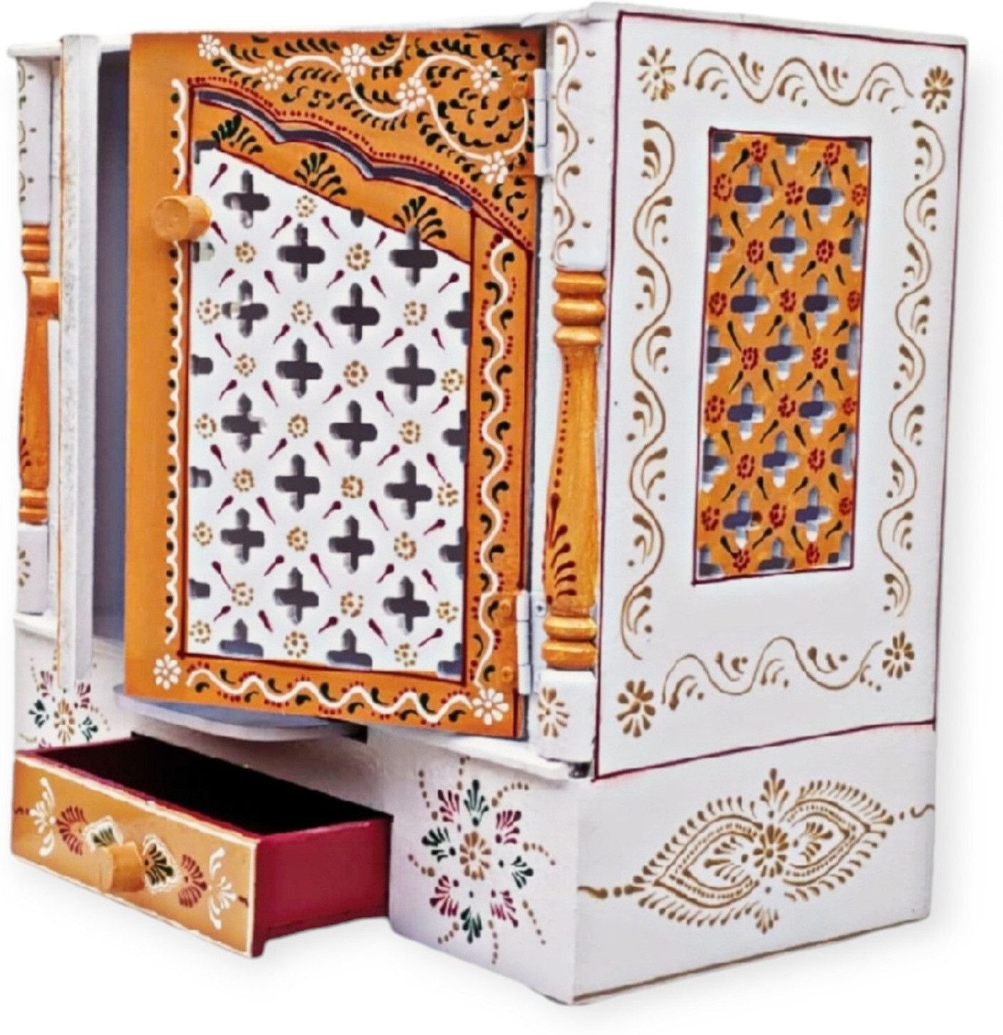 Image of Bhagwati Wooden Temple For Home /Wooden Mandir For Home Engineered Wood Home Temple