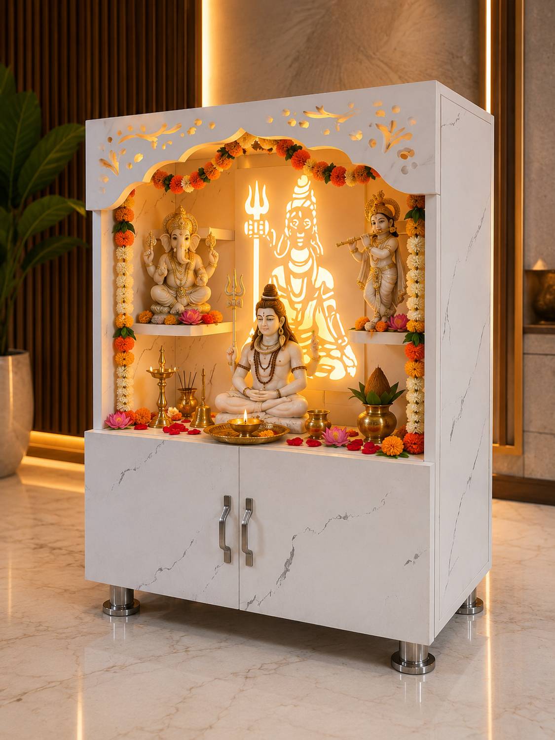 Foxit Wooden Lord Shiva Pooja Mandir with LED Light - Image 3