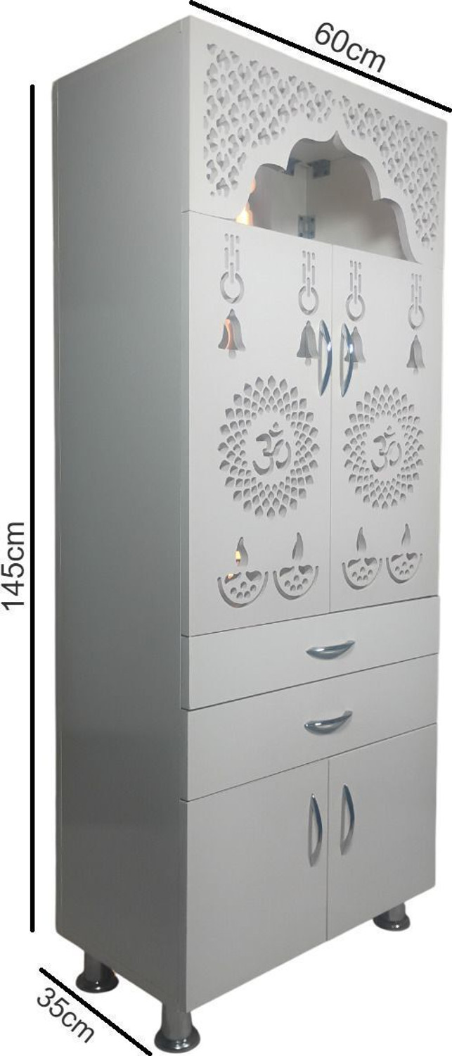 Image of ChiselChant Big Size Designer Temple with Led Lights(Heght: 145cm Pre-Assembled) Engineered Wood Home Temple