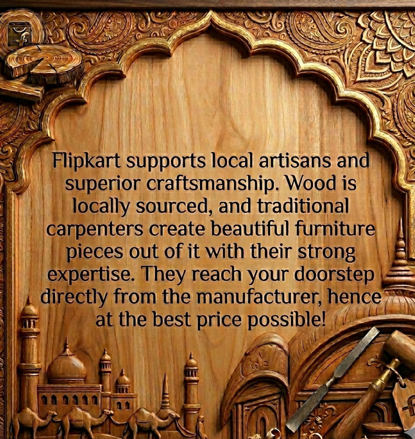 Image of Bhagwati Wooden Temple For Home /Wooden Mandir For Home Engineered Wood Home Temple