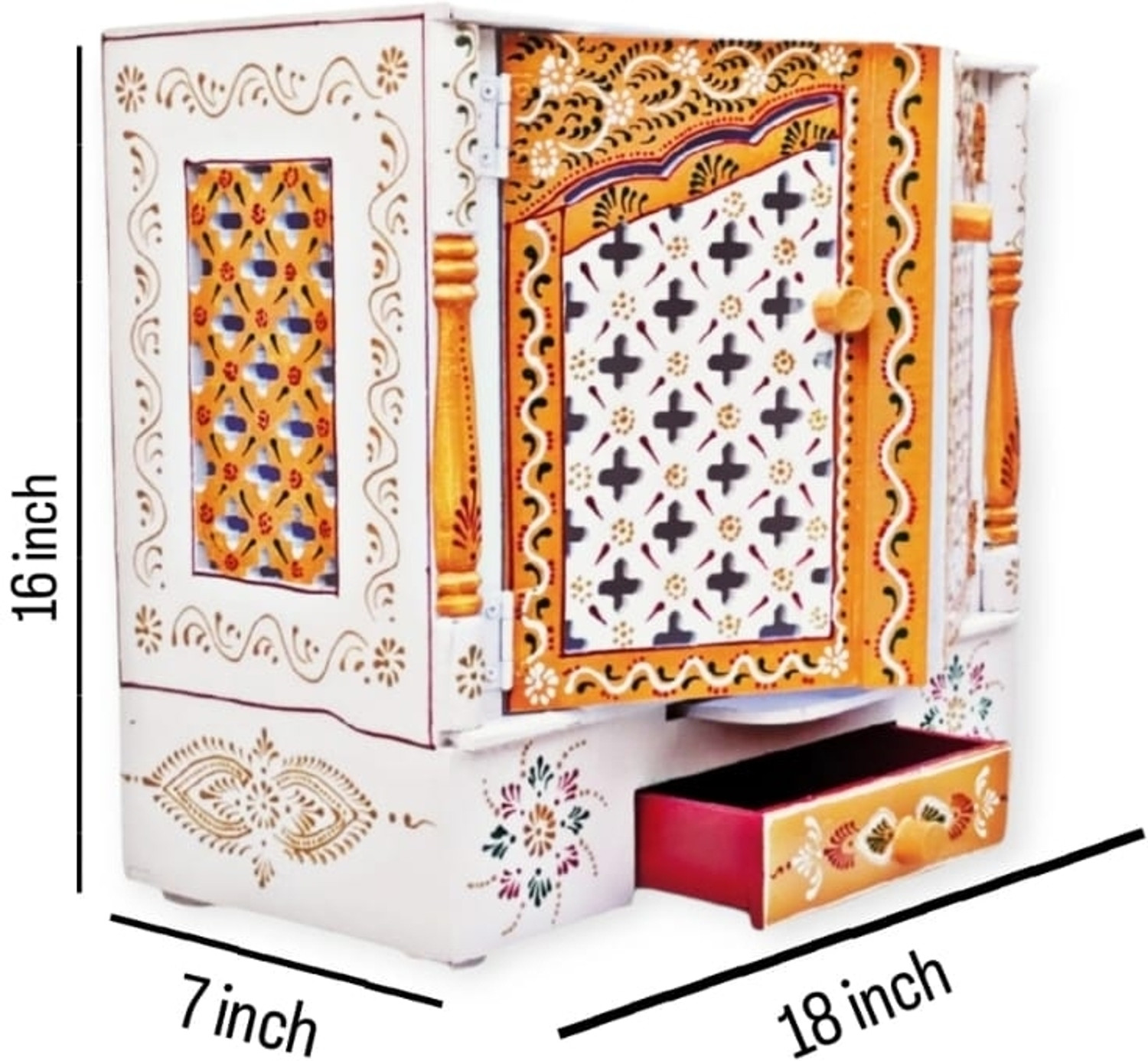 Image of Bhagwati Wooden Temple For Home /Wooden Mandir For Home Engineered Wood Home Temple