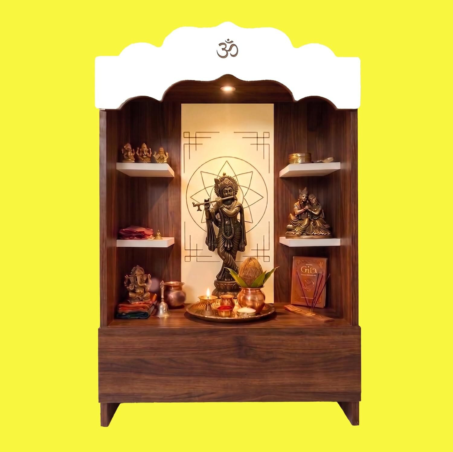 Image of Alpine Willow Temple 016 A Walnut Engineered Wood Home Temple (Height: 59, DIY(Do-It-Yourself))