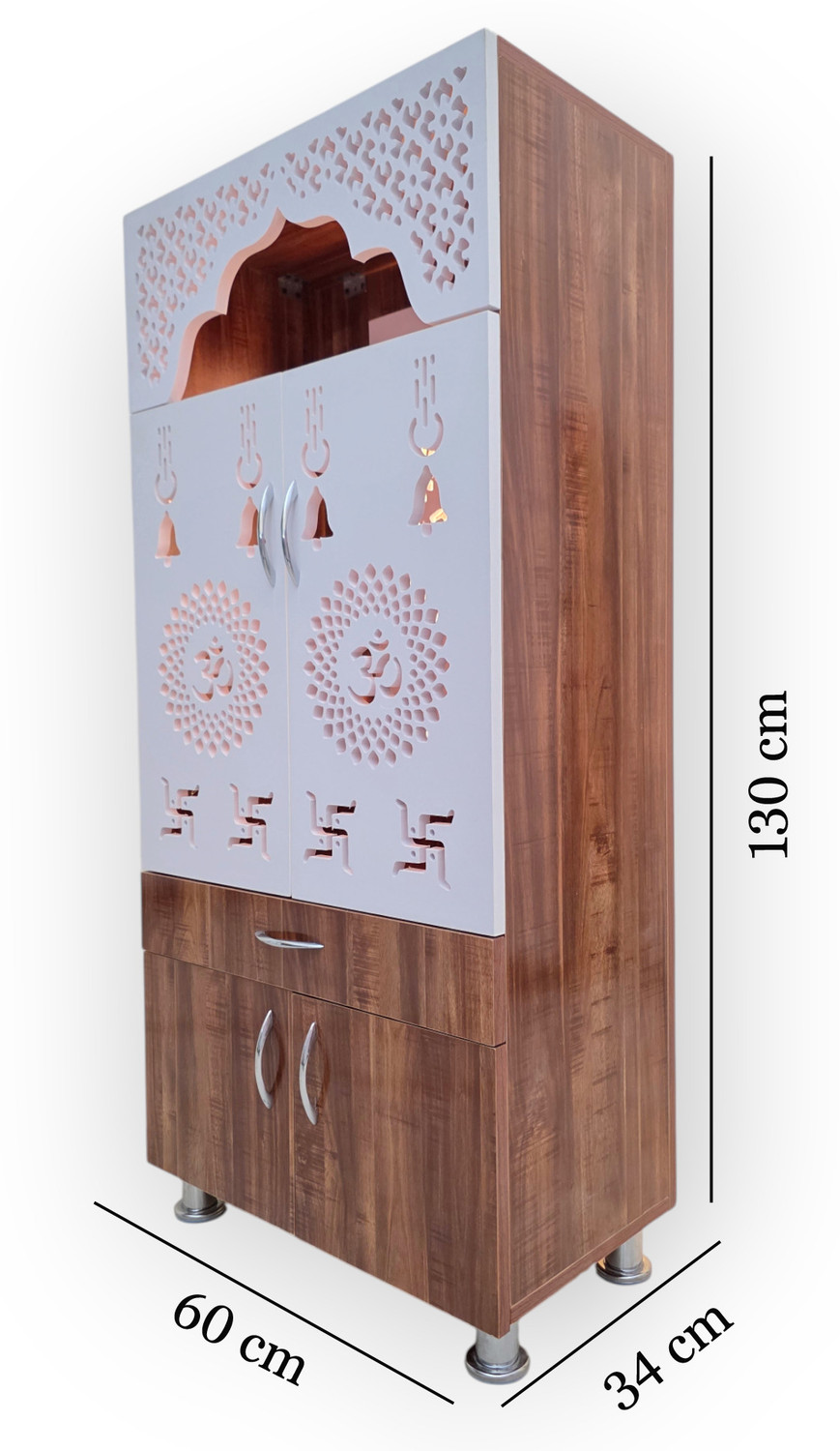Image of Flipkart Perfect Homes Studio Temple for Home /Pooja Mandir with Led Light Engineered Wood Home Temple