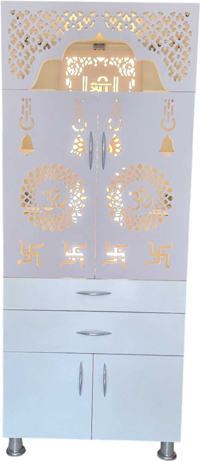 Image of Flipkart Perfect Homes Studio Unique Temple for Home /Pooja Mandir with Led Light Engineered Wood Home Temple (Height: 140, Pre-assembled)
