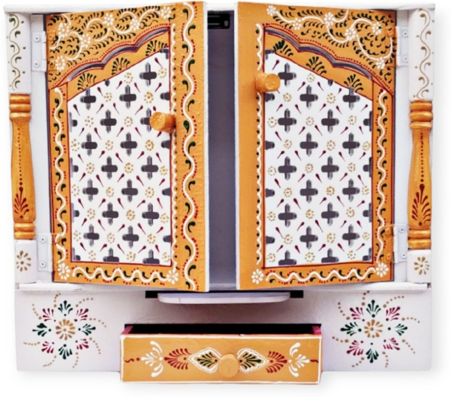 Image of Bhagwati Wooden Temple For Home /Wooden Mandir For Home Engineered Wood Home Temple
