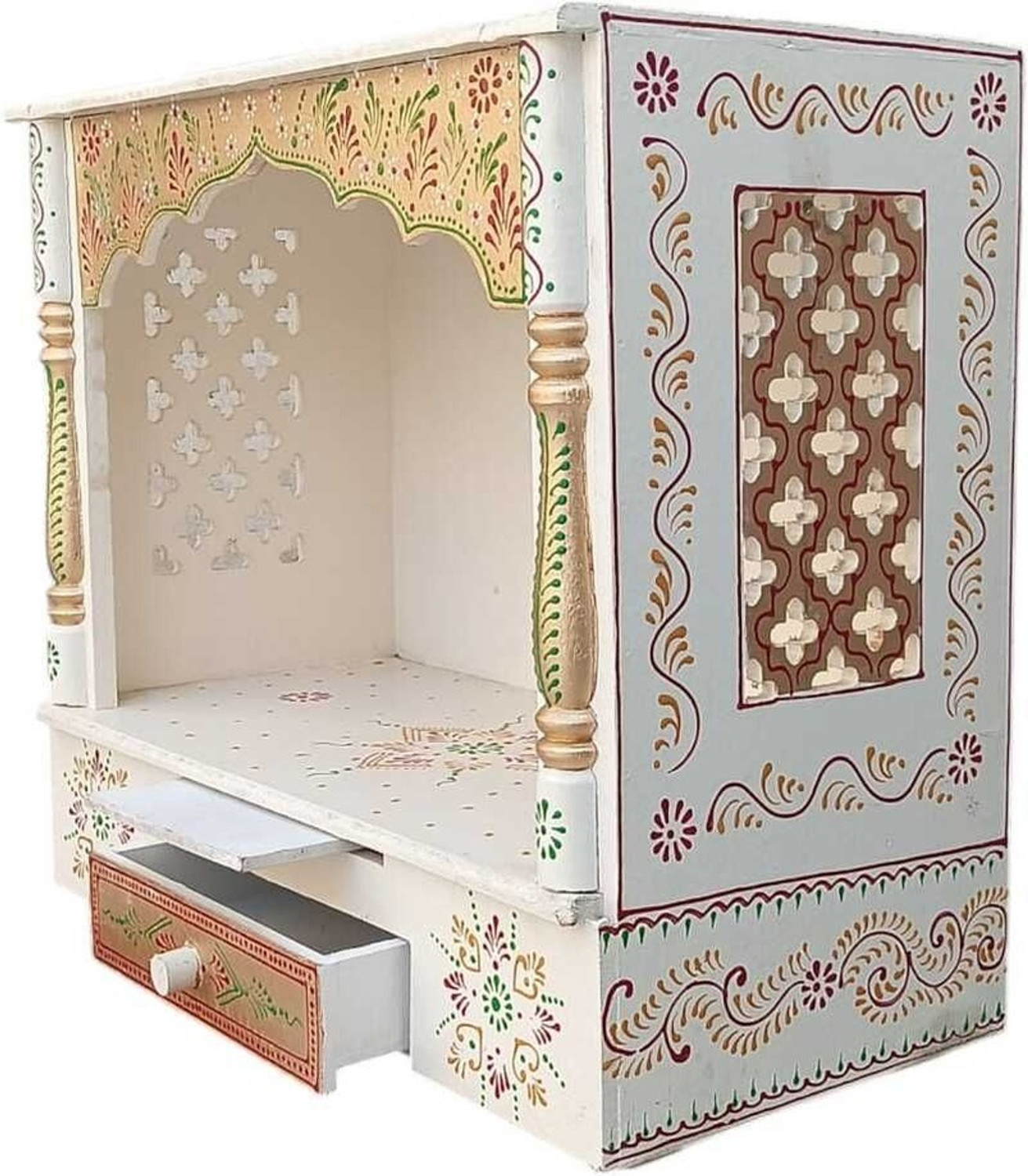 Image of Bhagwati Wooden Temple For Home /Wooden Mandir For Home Engineered Wood Home Temple