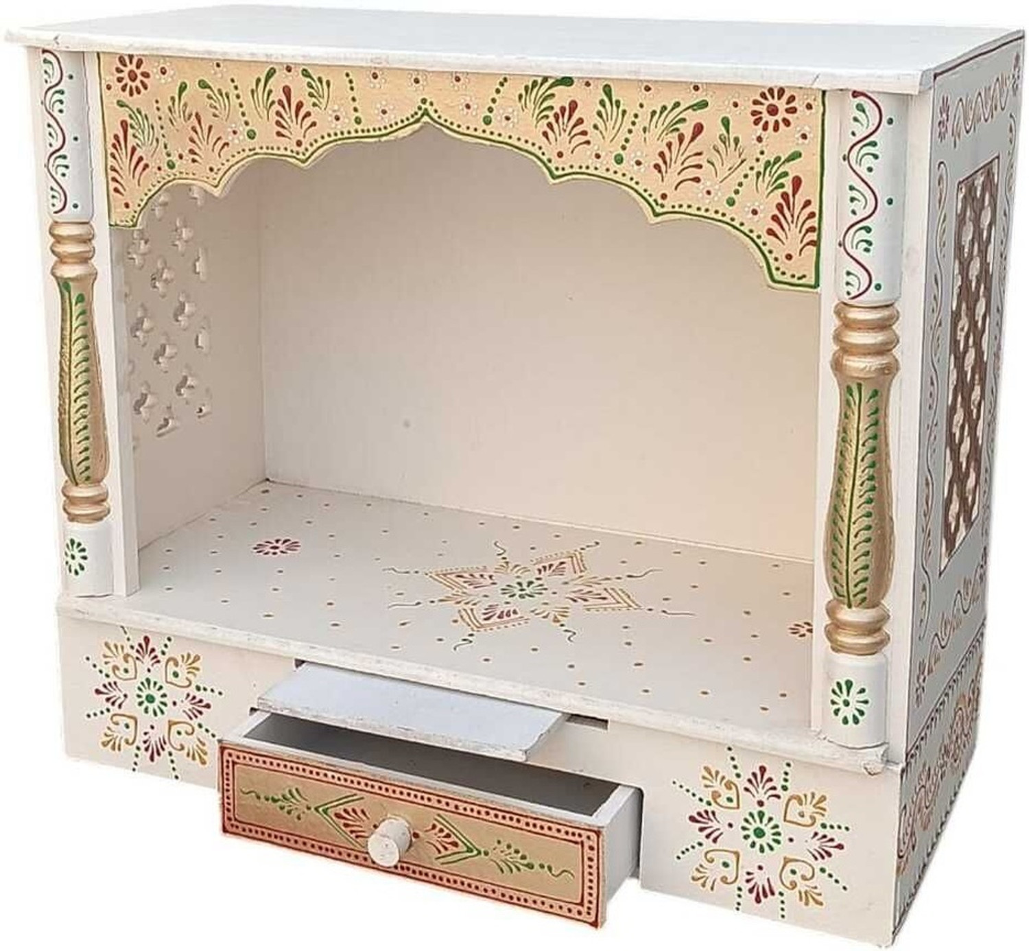 Image of Bhagwati Wooden Temple For Home /Wooden Mandir For Home Engineered Wood Home Temple