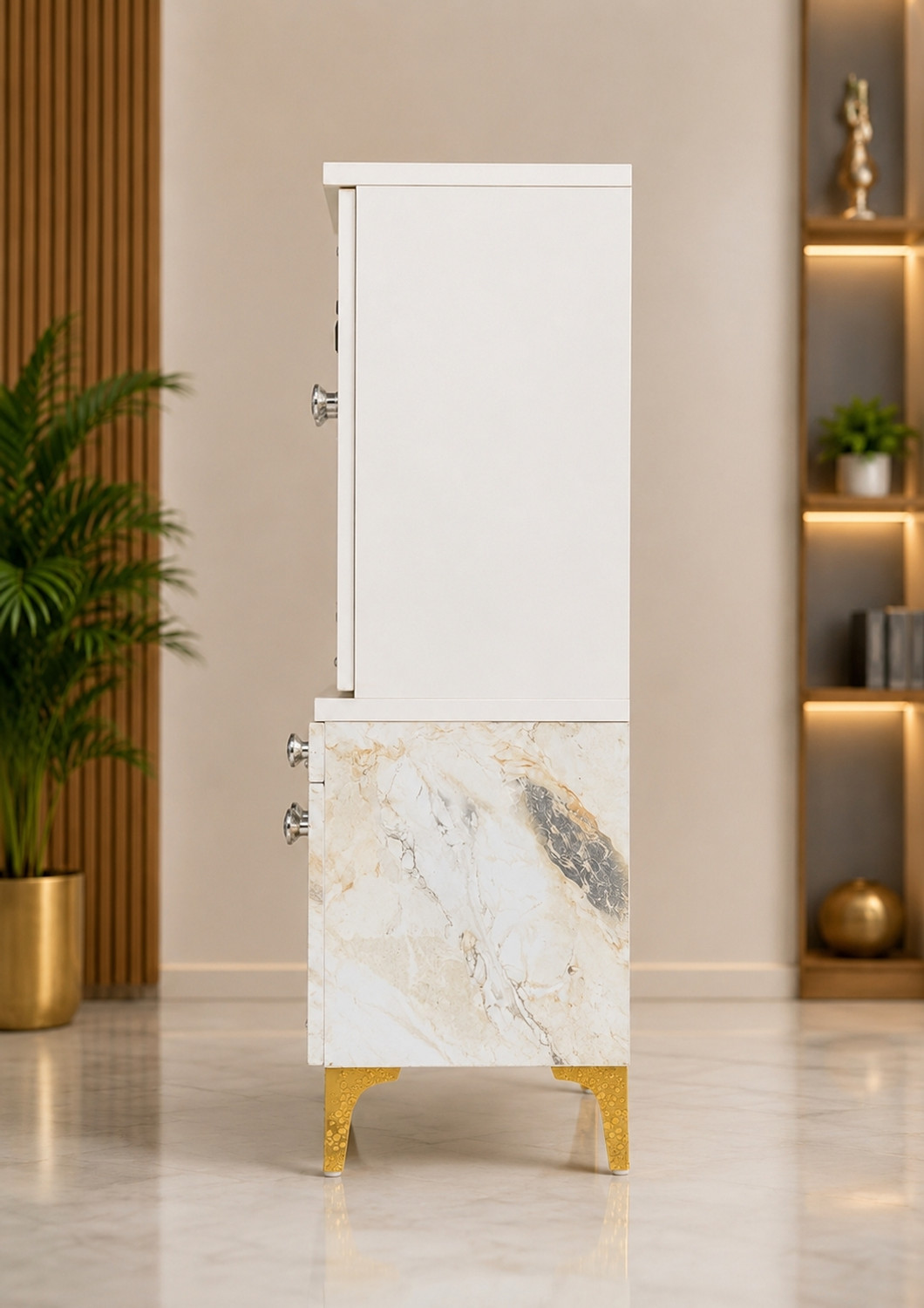 Image of Techf creation TECHF Marble Finish Engineered Wood Home Temple