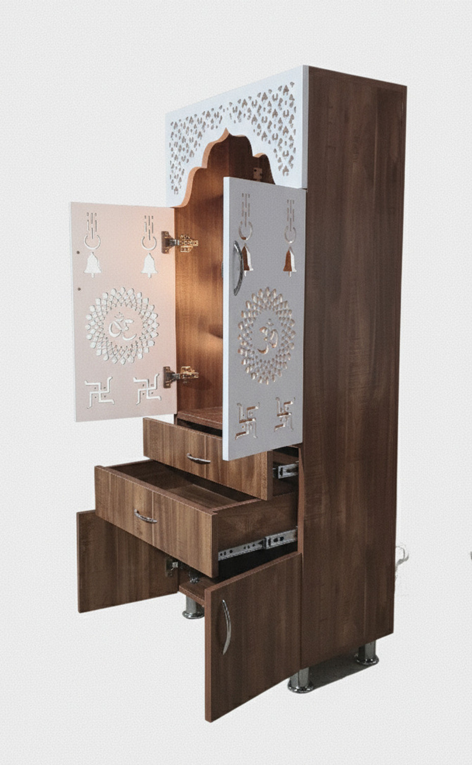 Image of Flipkart Perfect Homes Studio Big Size Designer Temple for Home / Pooja Mandir Engineered Wood Home Temple