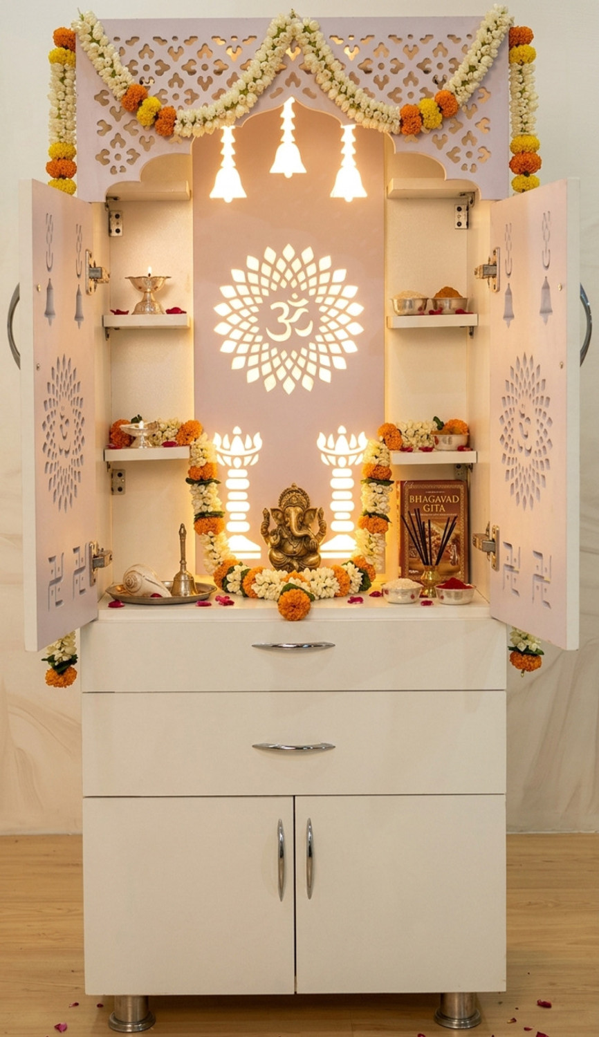 Image of Flipkart Perfect Homes Studio Big Pooja Mandir for Home / Pooja Mandir Engineered Wood Home Temple Engineered Wood Home Temple