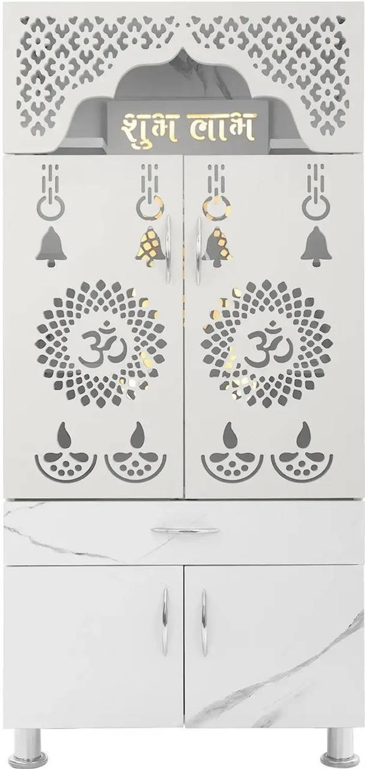 Image of Foxit Furniture Temple /Pooja Unit /Mandir With Led Light Engineered Wood Home Temple Engineered Wood Home Temple