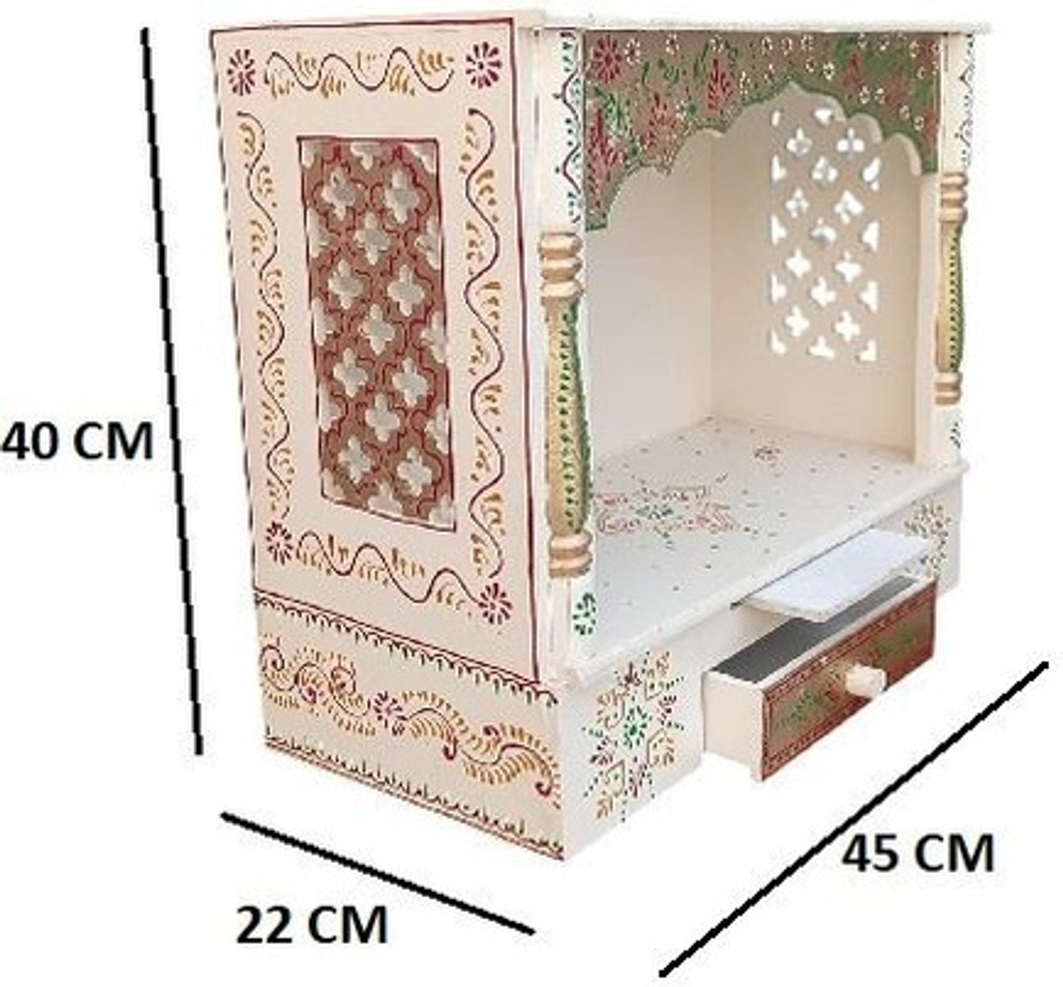 Image of Bhagwati Wooden Temple For Home /Wooden Mandir For Home Engineered Wood Home Temple