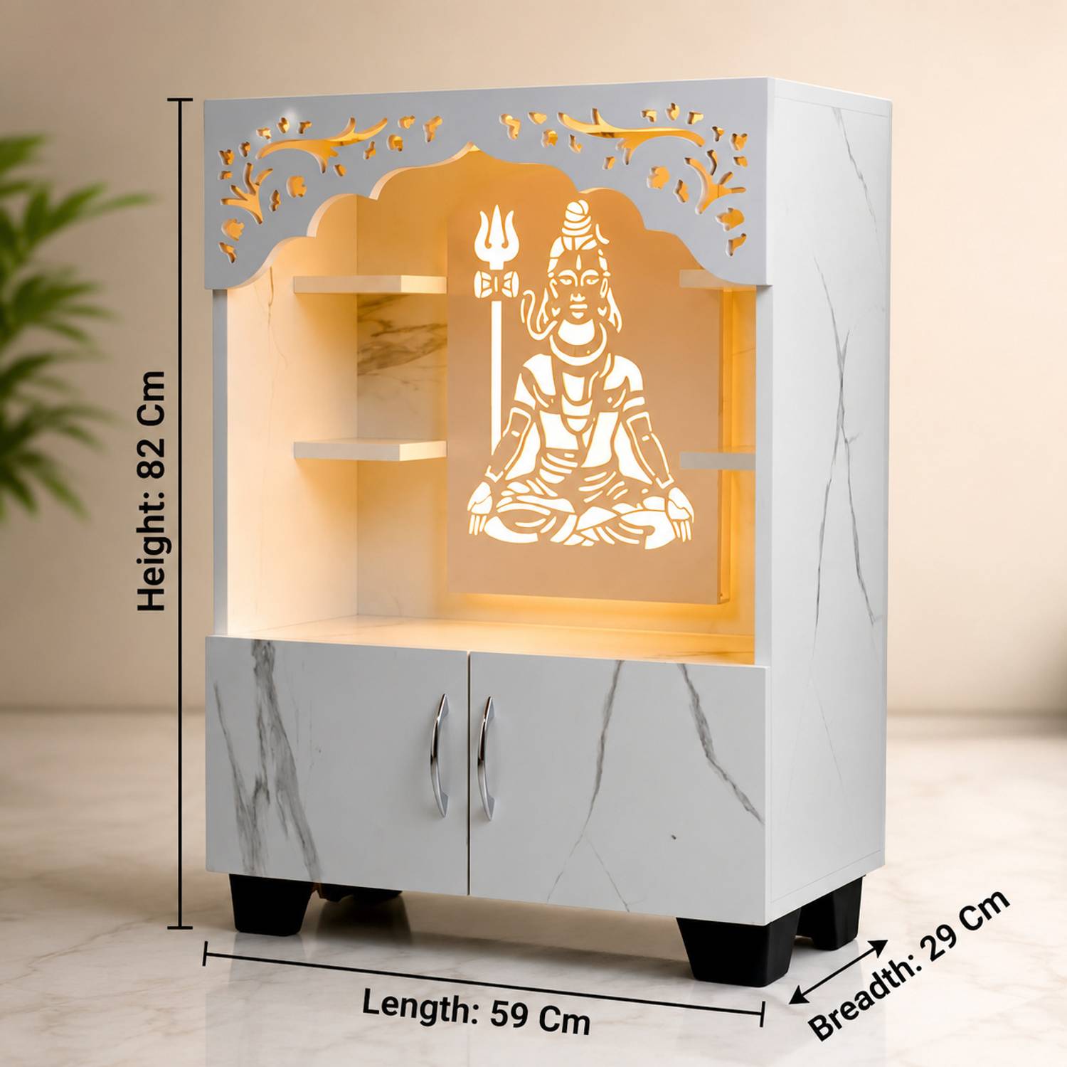 Foxit Wooden Lord Shiva Pooja Mandir with LED Light - Image 5