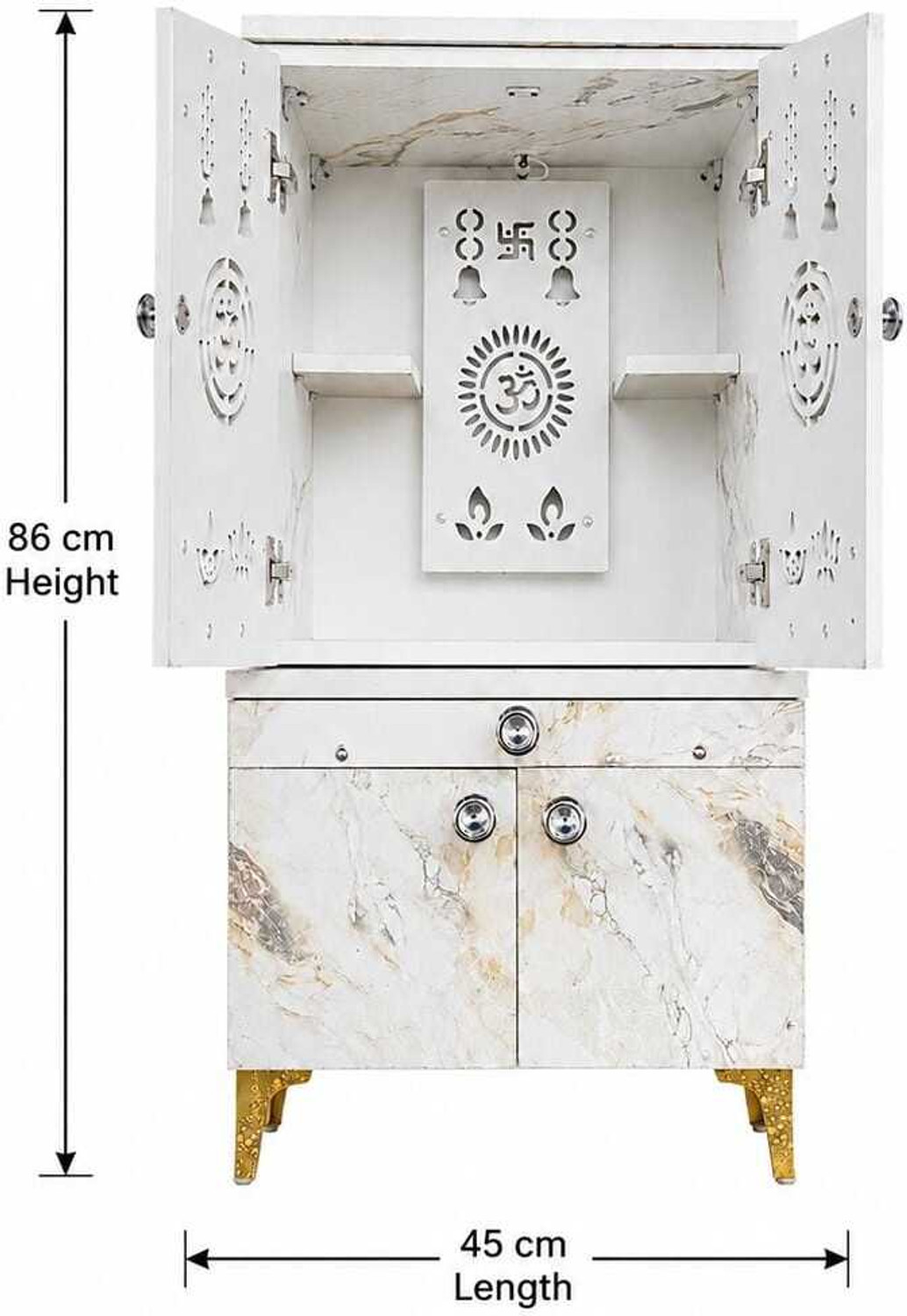 Image of Techf creation TECHF Marble Finish Engineered Wood Home Temple