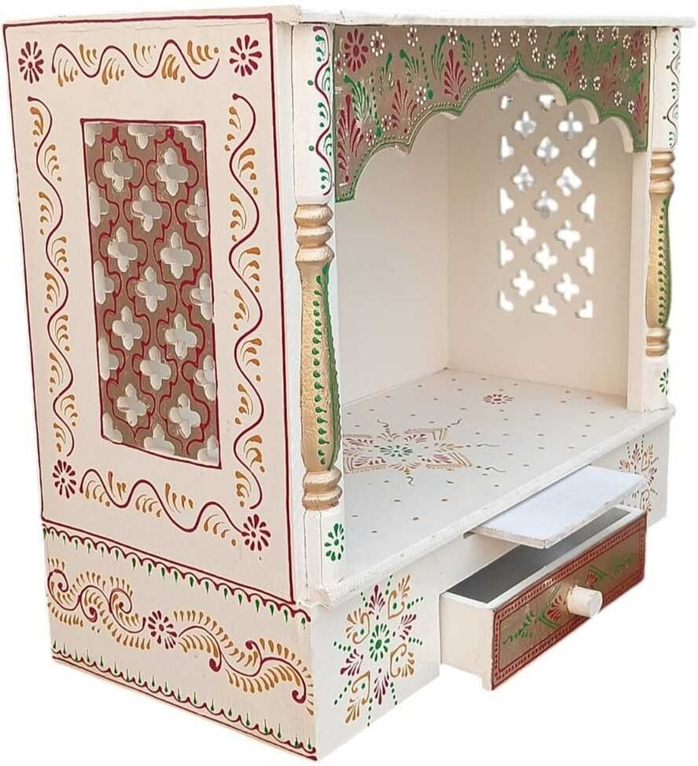 Image of Bhagwati Wooden Temple For Home /Wooden Mandir For Home Engineered Wood Home Temple