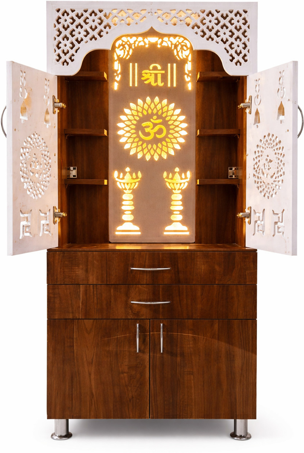 Image of Flipkart Perfect Homes Studio Big Size Designer Temple for Home / Pooja Mandir Engineered Wood Home Temple