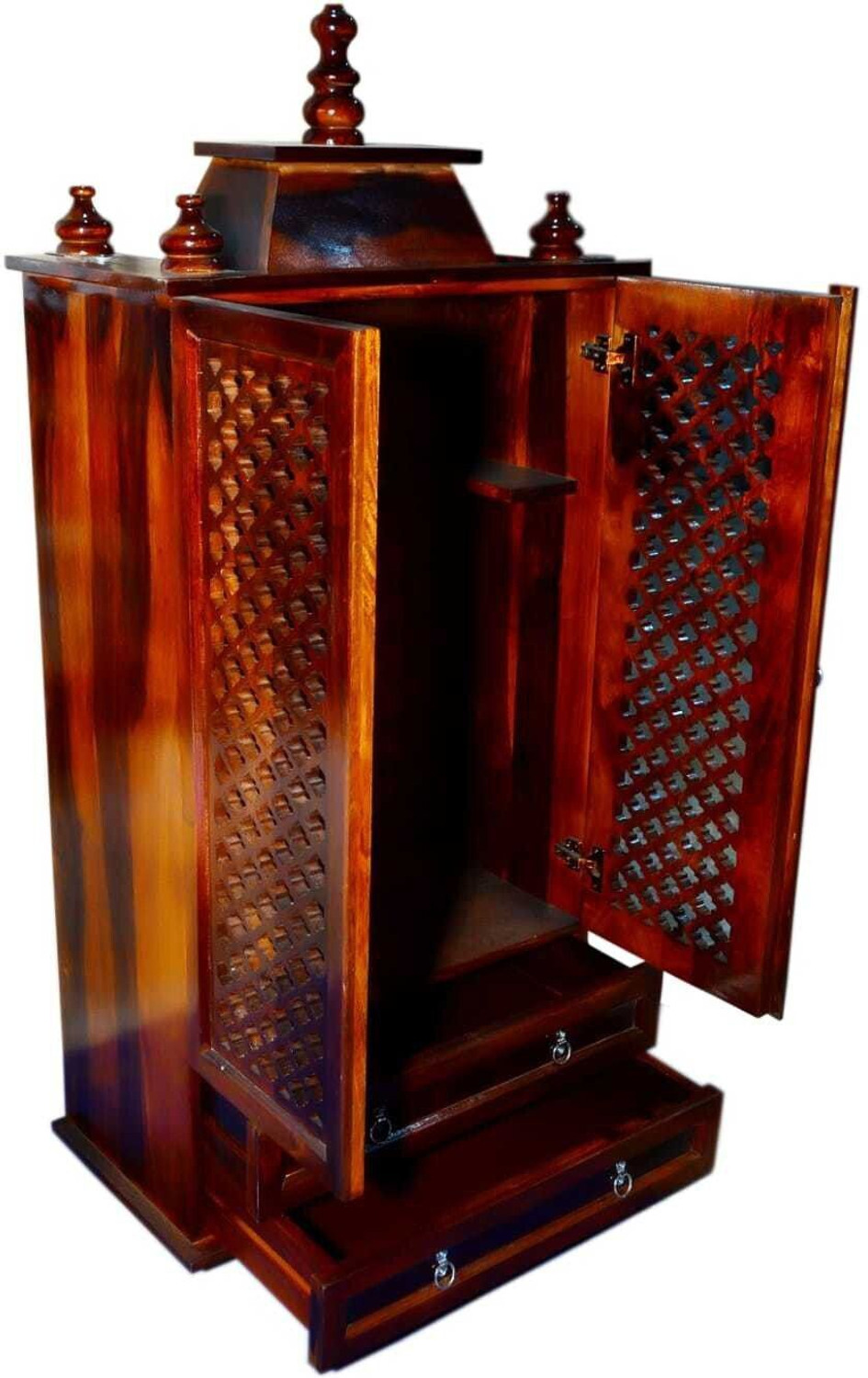 Image of VARSHA FURNITURE Solid Sheesham Wood Temple | Mandir| Pooja Ghar for Home & Decore| Navratri Solid Wood Home Temple