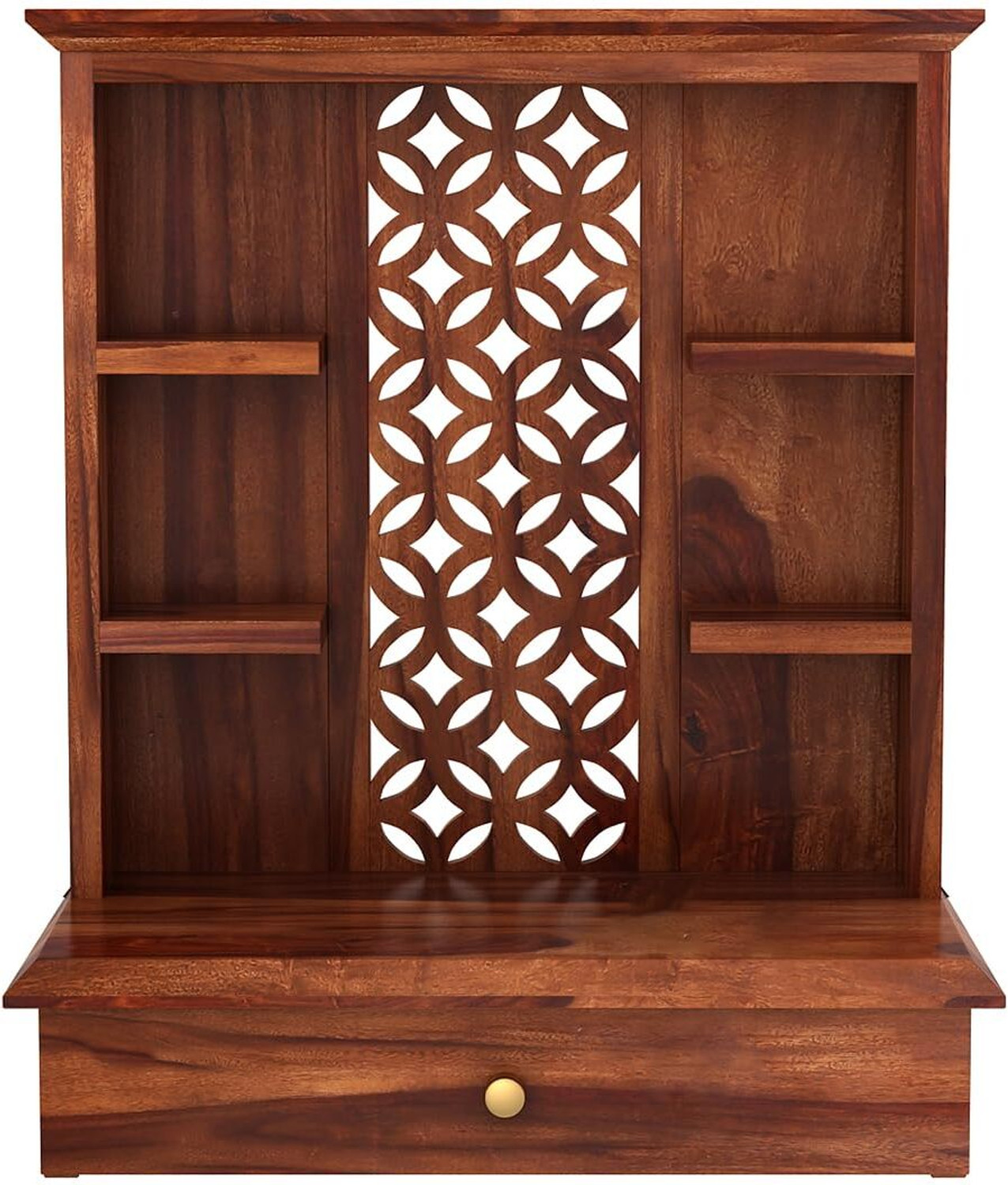 Image of ONIJA Wooden Home Temple For Prayer & Puja Ghar Solid Wood Home Temple