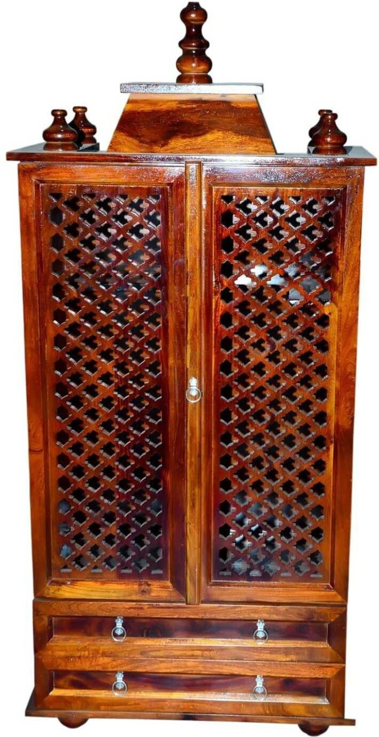 Image of VARSHA FURNITURE Solid Sheesham Wood Temple | Mandir| Pooja Ghar for Home & Decore| Navratri Solid Wood Home Temple