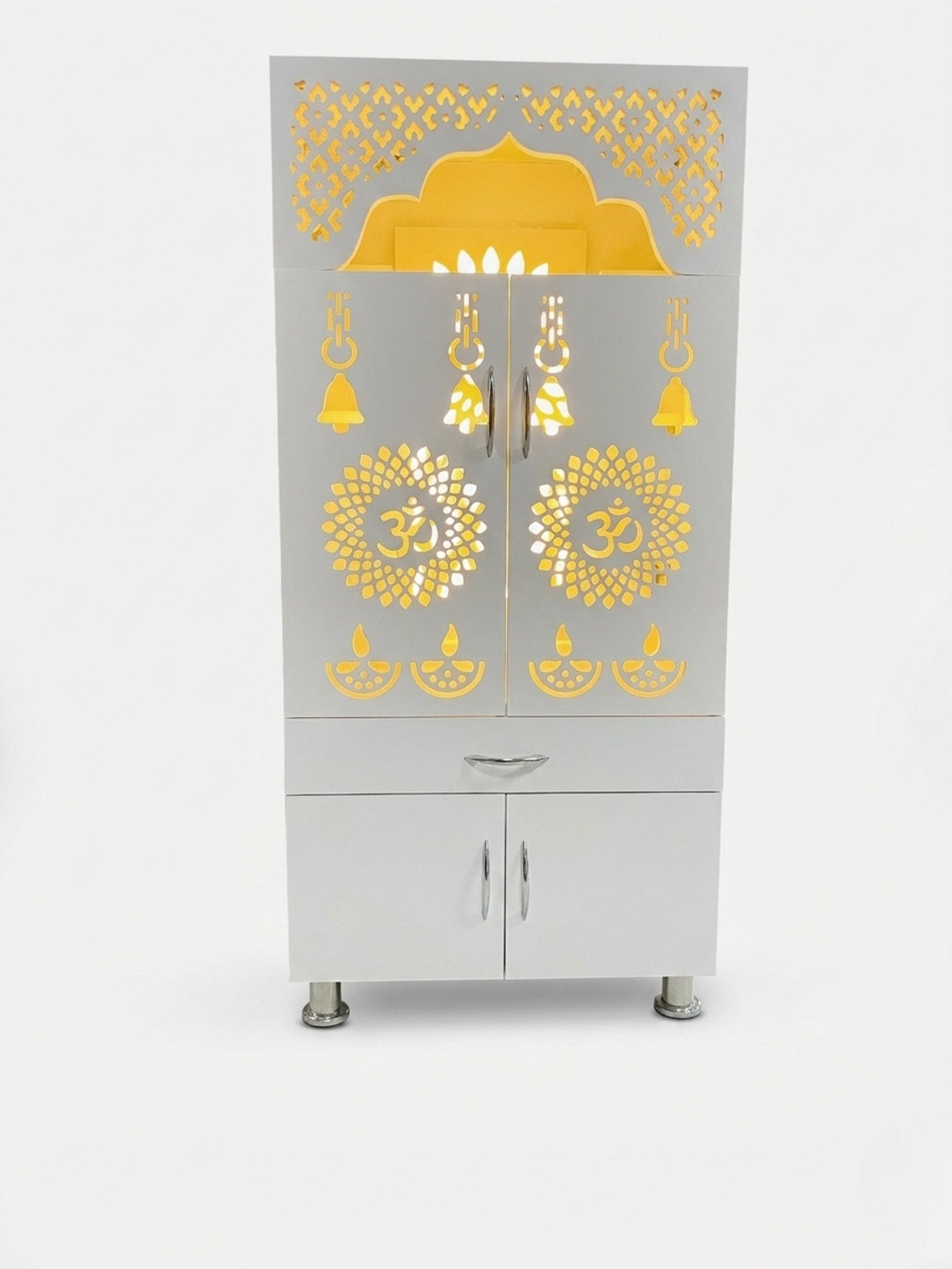 Image of ArhantaCraft Premium quality Home Temple|Pooja Unit|Pooja Mandir| inbuilt led light Engineered Wood Home Temple