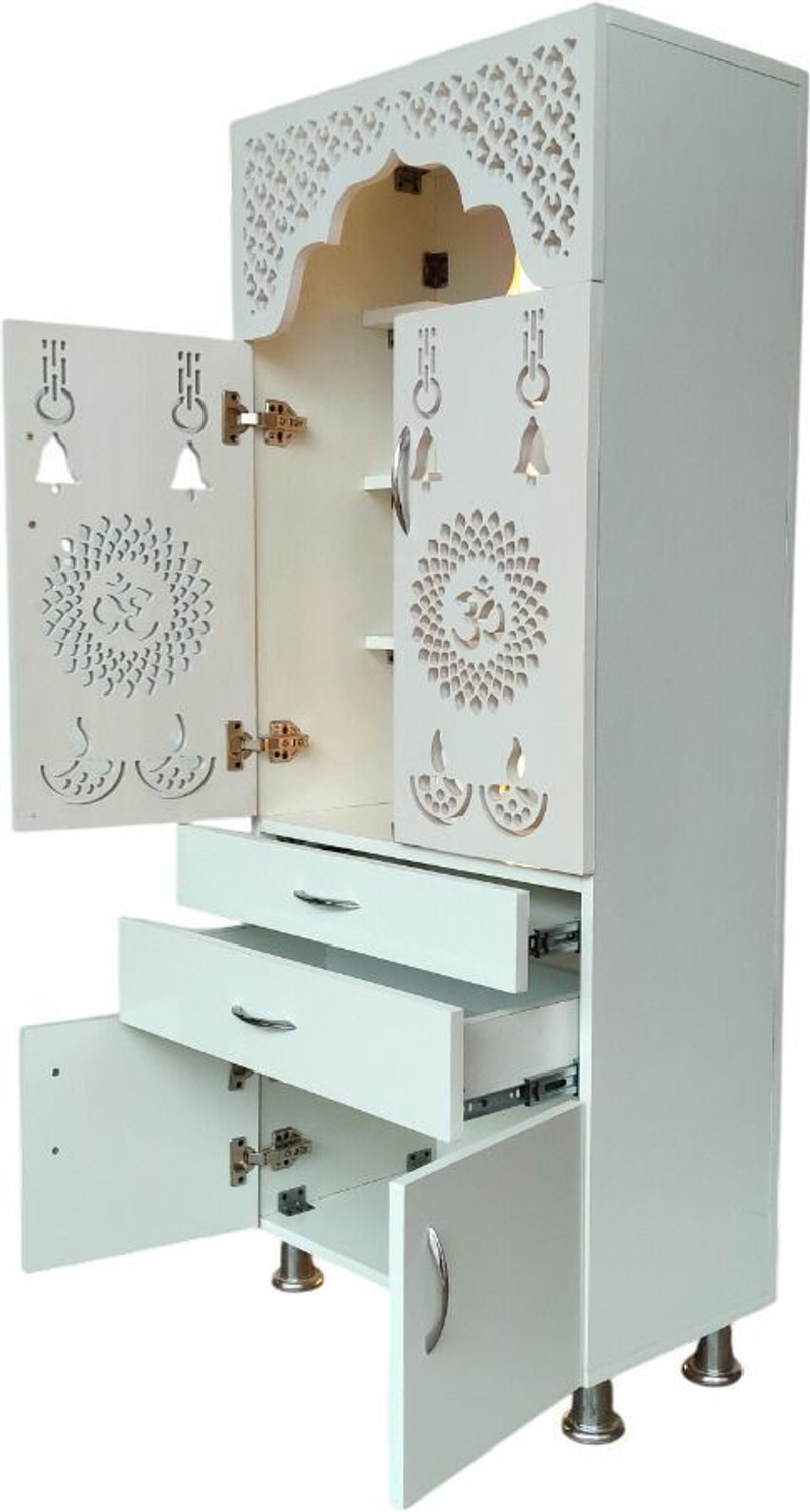 Image of ChiselChant Big Size Designer Temple with Led Lights(Heght: 145cm Pre-Assembled) Engineered Wood Home Temple