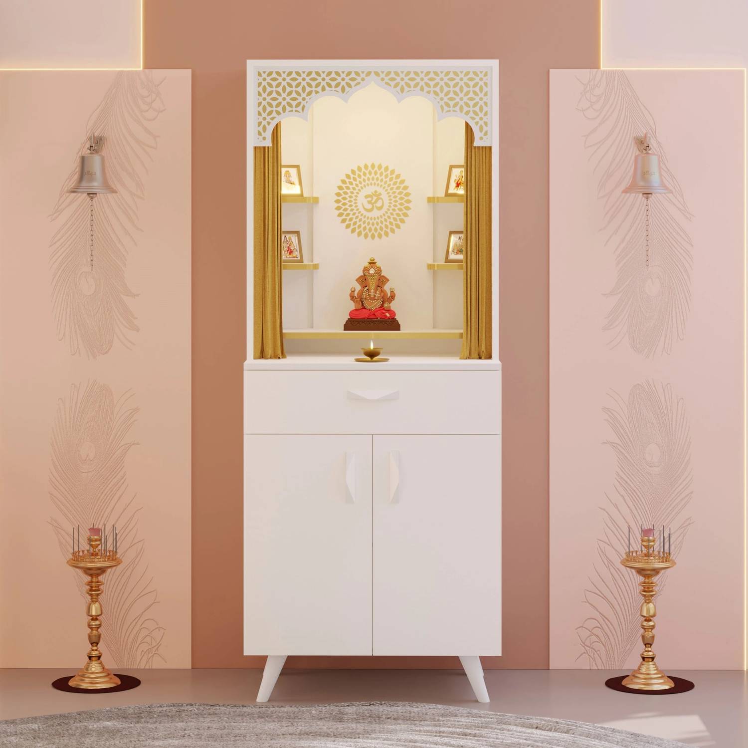BLUEWUD Sharnam Pooja Mandir with Storage - Image 1
