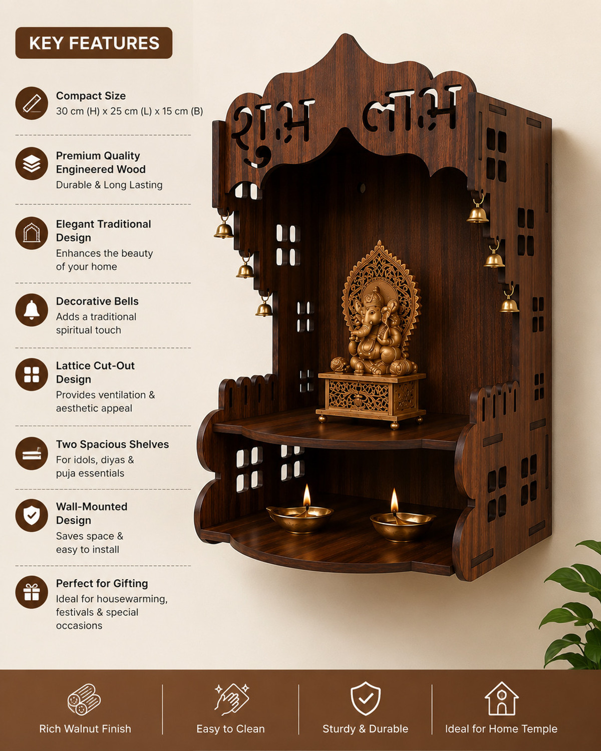 Image of VTGIFTS Engineered Wood Home Temple