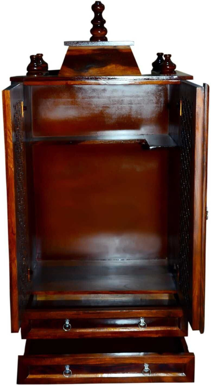 Image of VARSHA FURNITURE Solid Sheesham Wood Temple | Mandir| Pooja Ghar for Home & Decore| Navratri Solid Wood Home Temple
