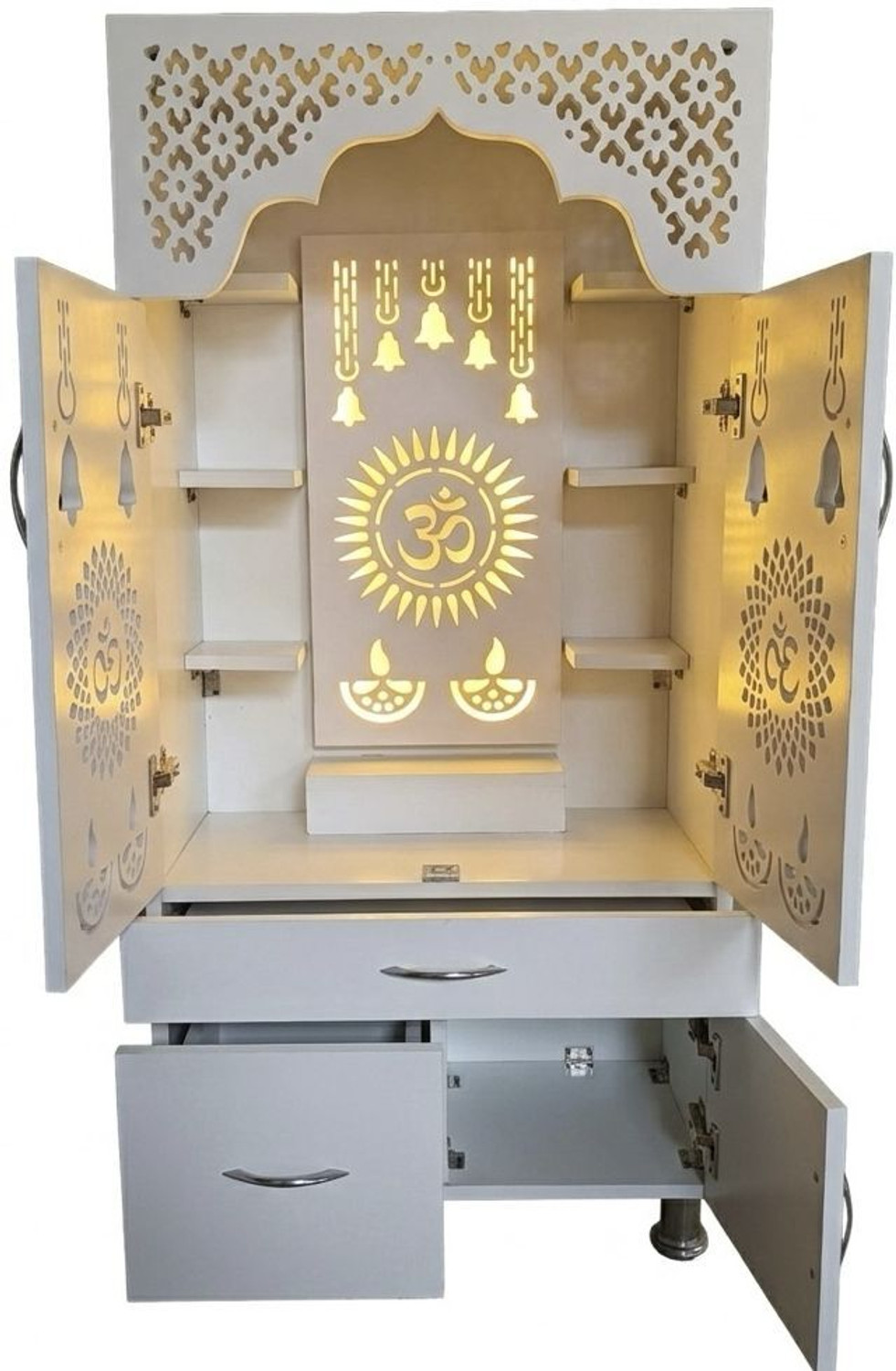 Image of ArhantaCraft Premium quality Home Temple|Pooja Unit|Pooja Mandir| inbuilt led light Engineered Wood Home Temple