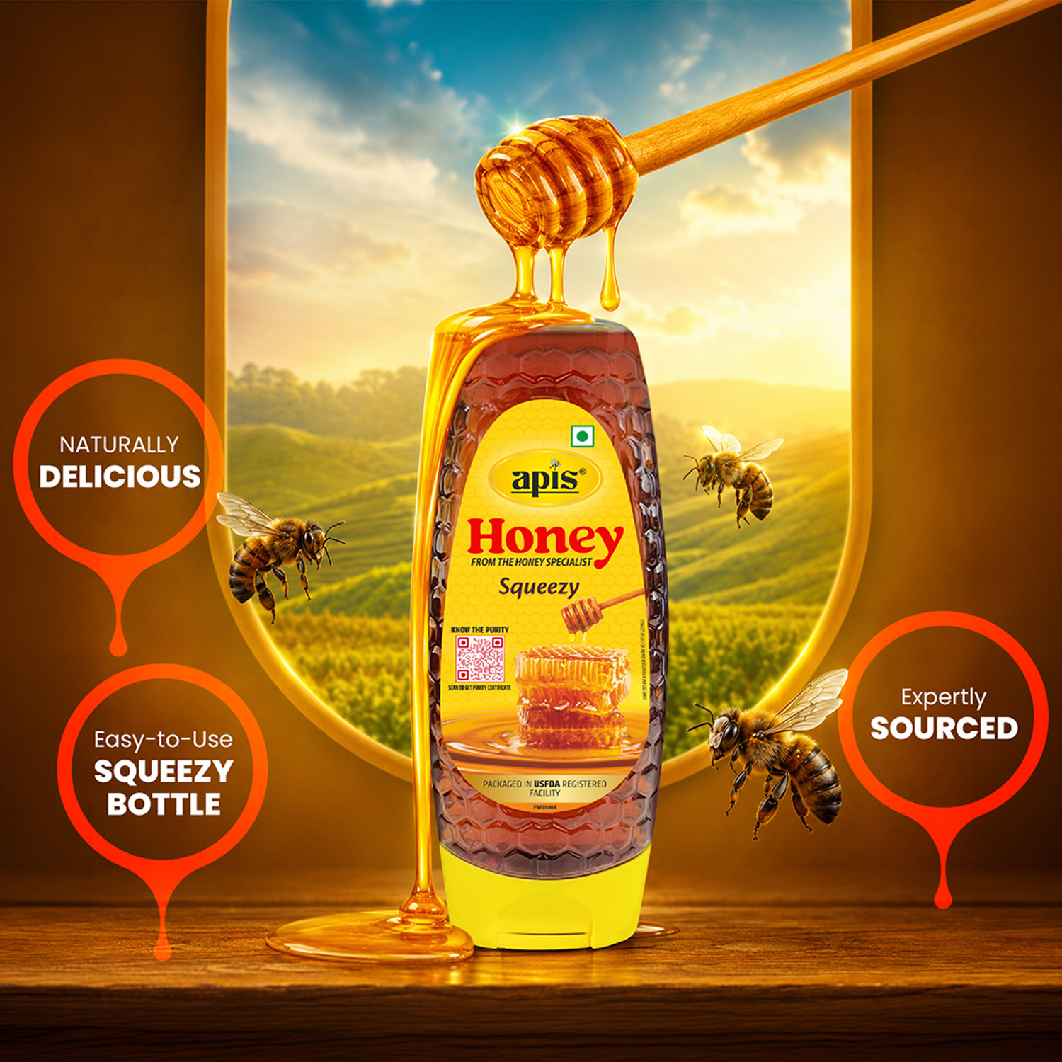 Image of Apis Pure Honey Squeezy 500g Natural Honey for Daily Use