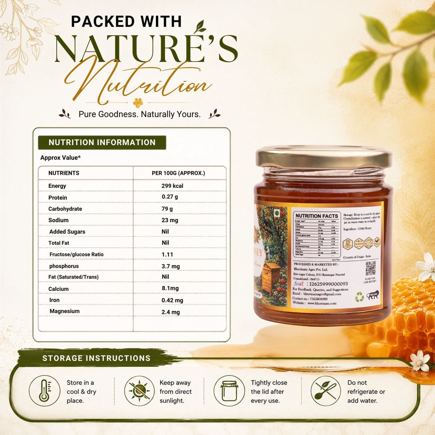 Image of Bhuvinam Wild Honey Multiflora | 100% Pure & Natural | Raw & Unprocessed