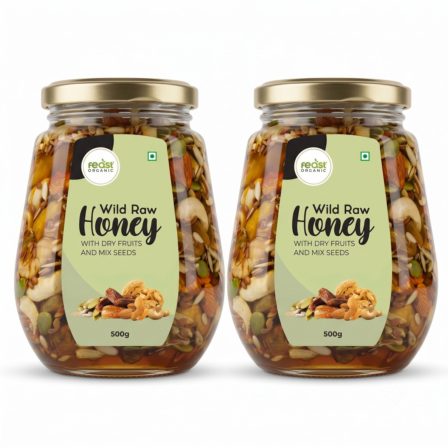 Image of Feast Organic Wild Forest honey with Dry fruits & Mix Seeds | Pure & Natural | Combo 1 kg