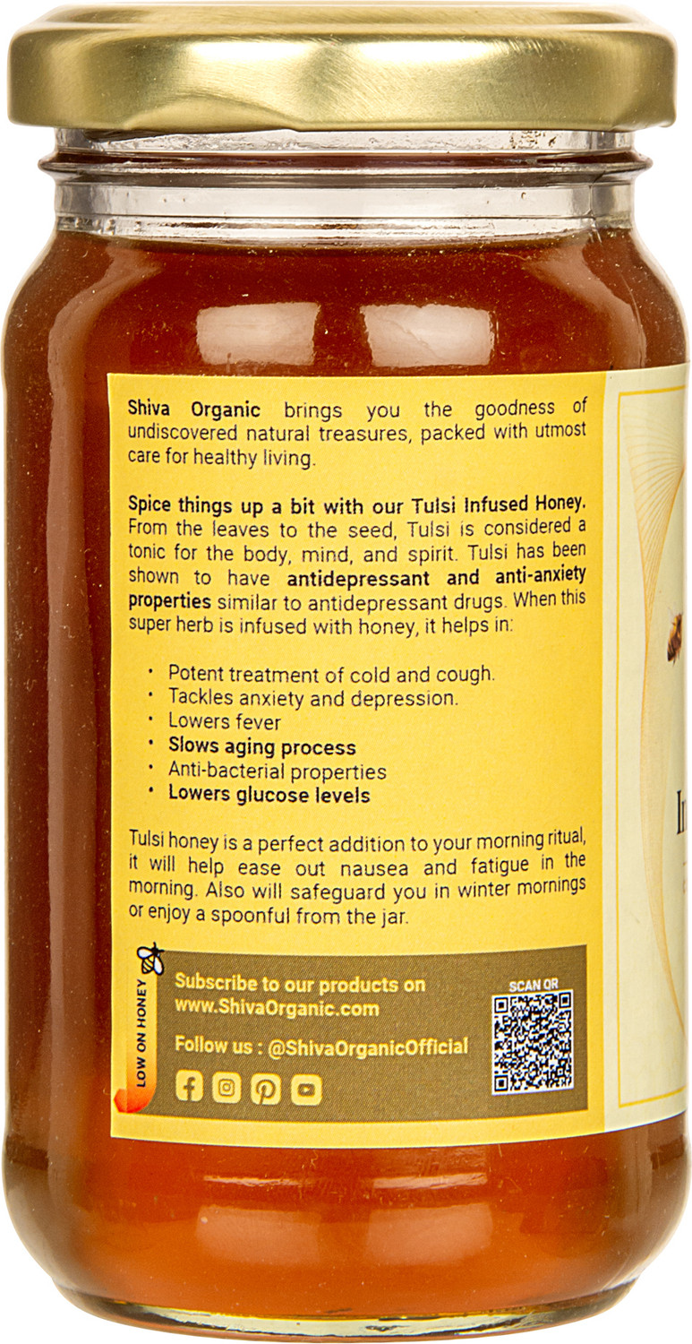Image of Shiva Organic Tulsi Infused Honey - 100% Natural and Pure Organic Honey,