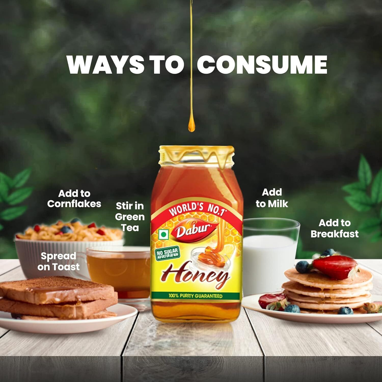Image of Dabur Pure HONEY Brand with No Sugar Adulteration 225G (225 g)